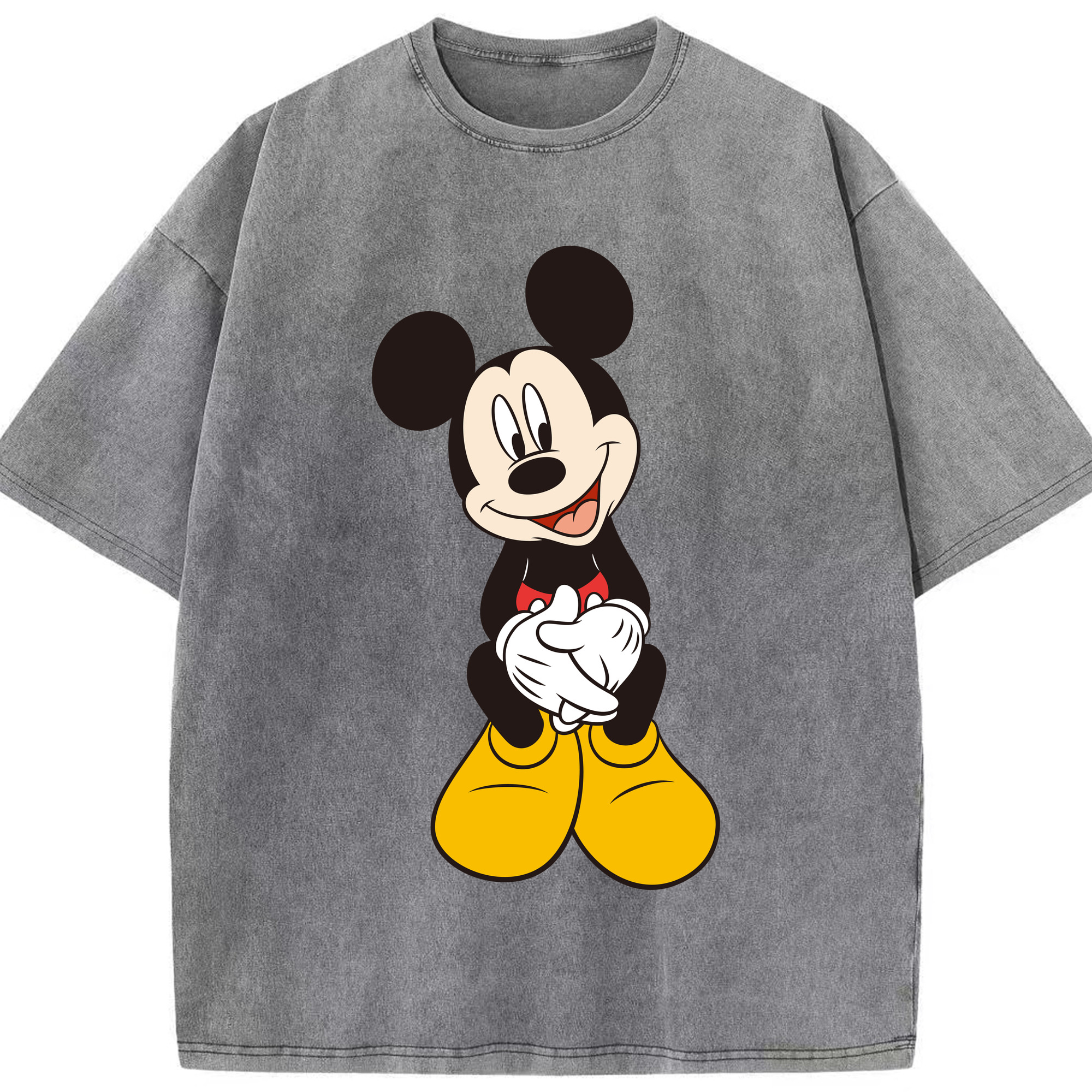 （画像用） ミッキーマウス Mickey Mouse 綿100% ヴィンテージ風 半袖Tシャツ（フロントプリント）