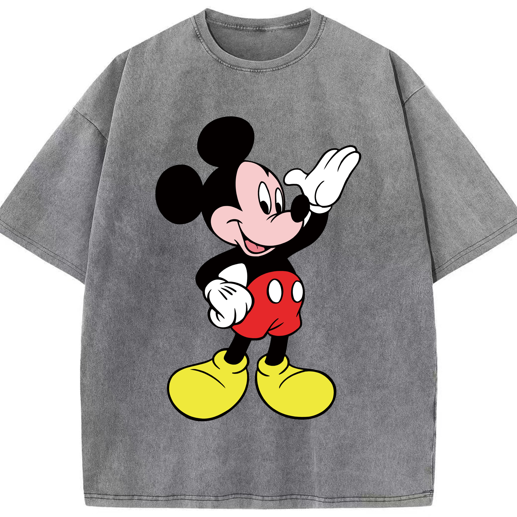 （画像用） ミッキーマウス Mickey Mouse 綿100% ヴィンテージ風 半袖Tシャツ（フロントプリント）