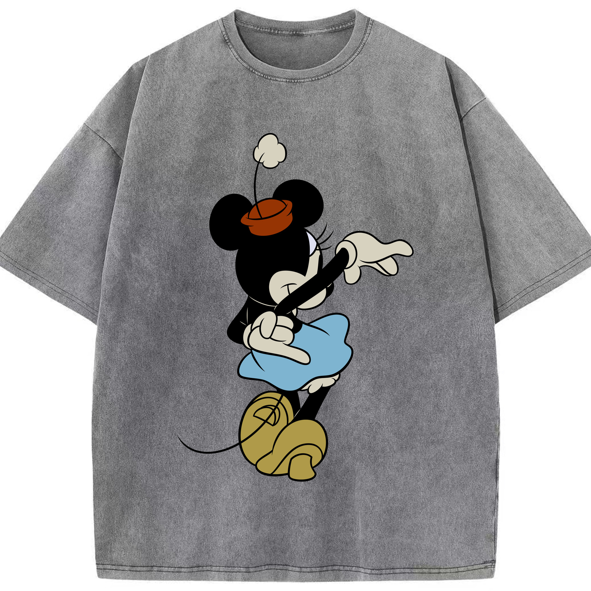 （画像用） ミッキーマウス Mickey Mouse 綿100% ヴィンテージ風 半袖Tシャツ（フロントプリント）