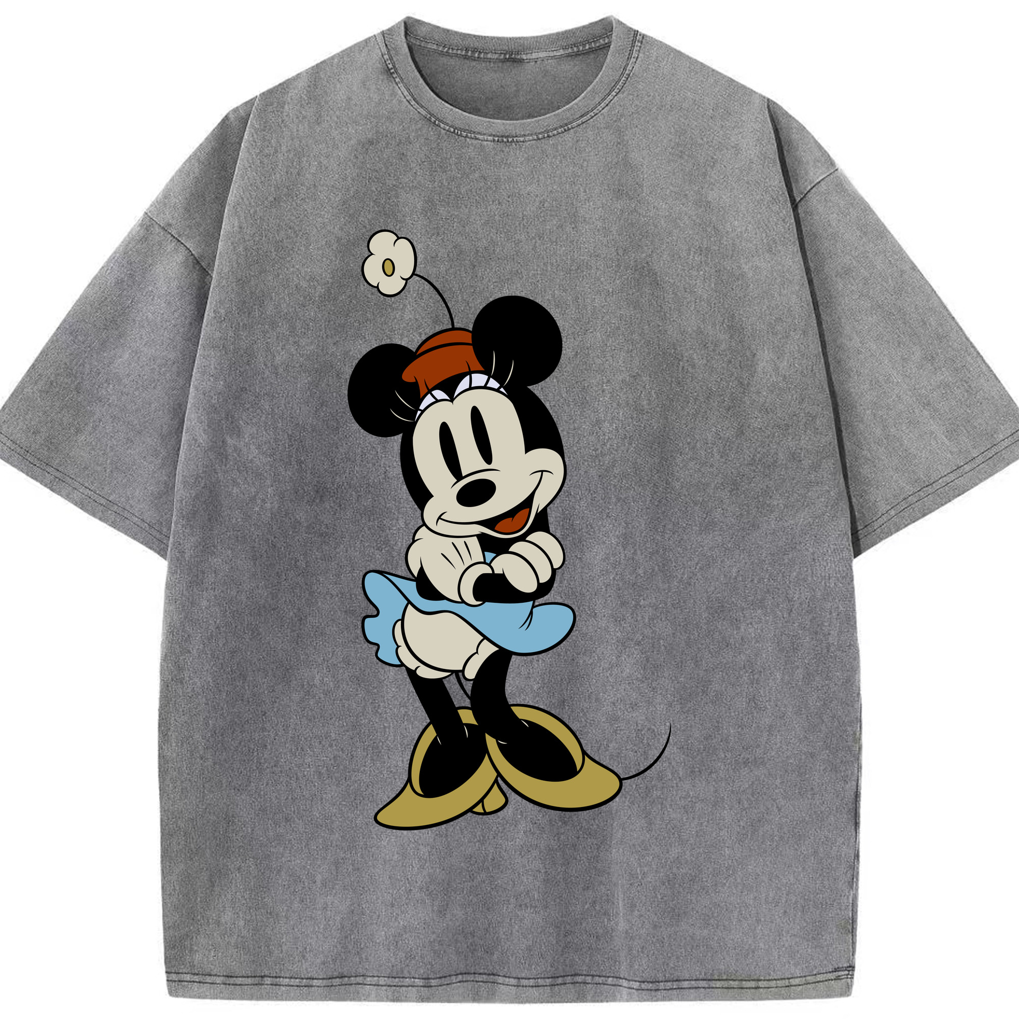 （画像用） ミッキーマウス Mickey Mouse 綿100% ヴィンテージ風 半袖Tシャツ（フロントプリント）