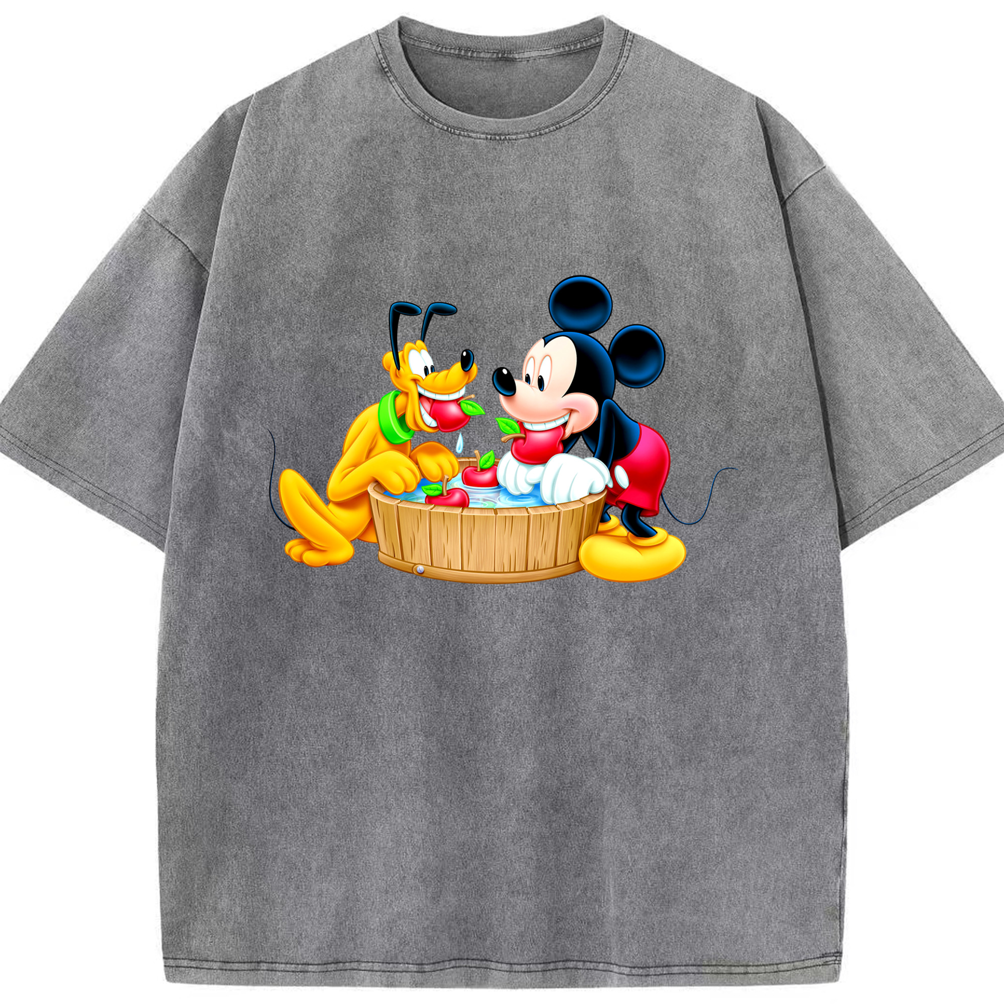 （画像用） ミッキーマウス Mickey Mouse 綿100% ヴィンテージ風 半袖Tシャツ（フロントプリント）