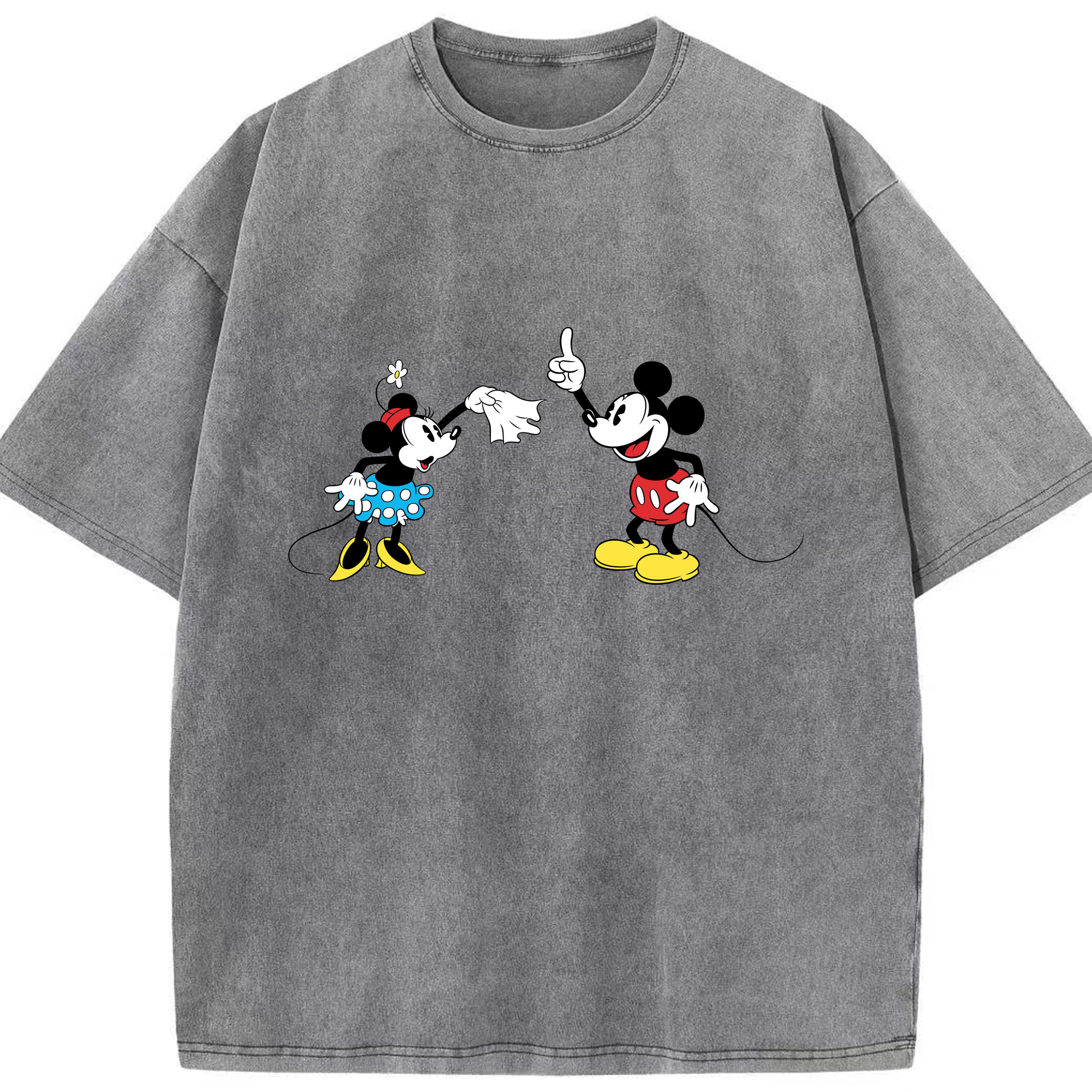 （画像用） ミッキーマウス Mickey Mouse 綿100% ヴィンテージ風 半袖Tシャツ（フロントプリント）