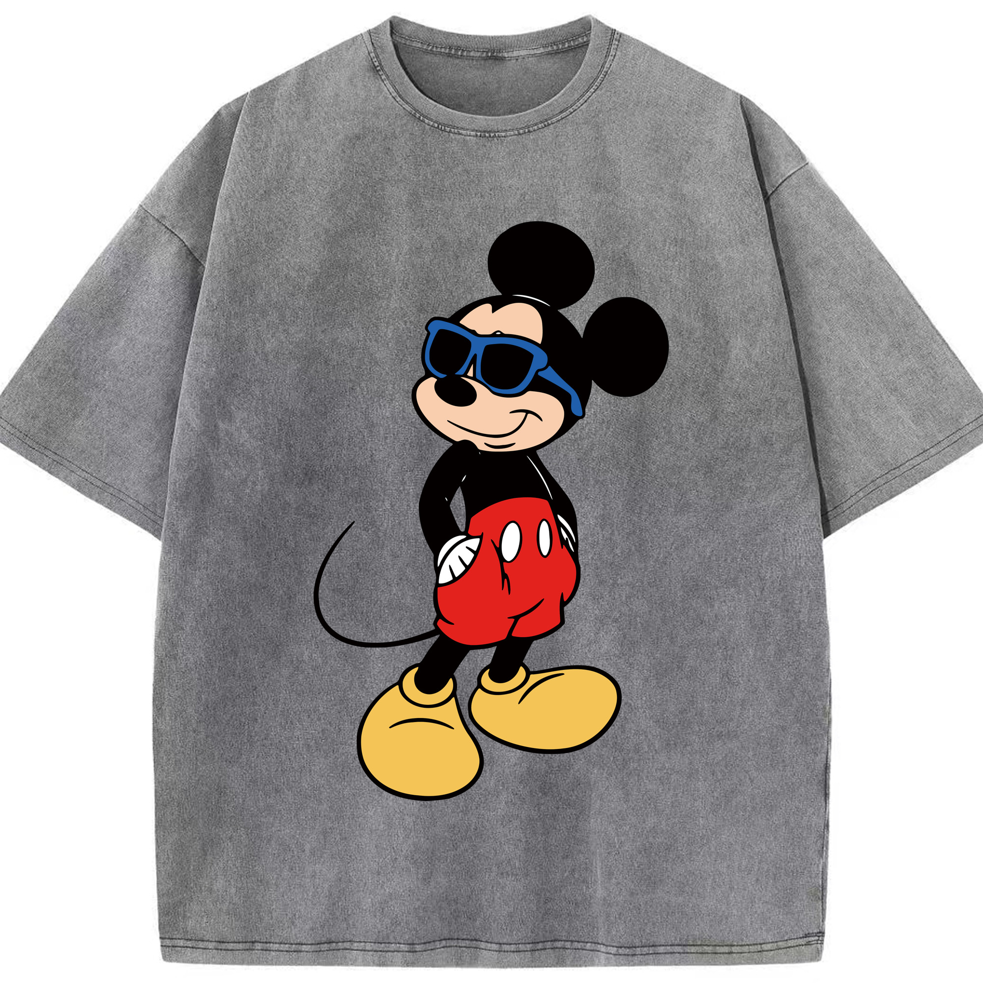 （画像用） ミッキーマウス Mickey Mouse 綿100% ヴィンテージ風 半袖Tシャツ（フロントプリント）