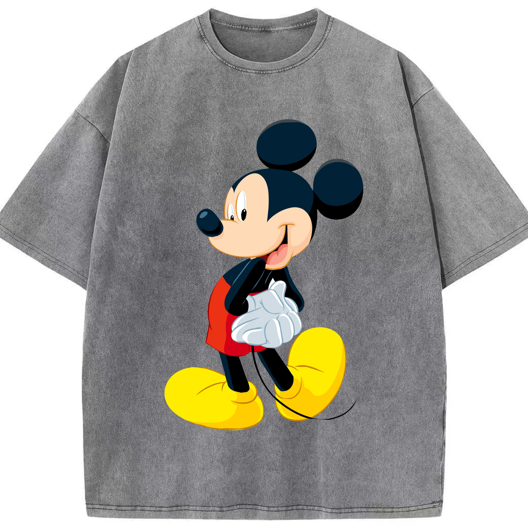 （画像用） ミッキーマウス Mickey Mouse 綿100% ヴィンテージ風 半袖Tシャツ（フロントプリント）