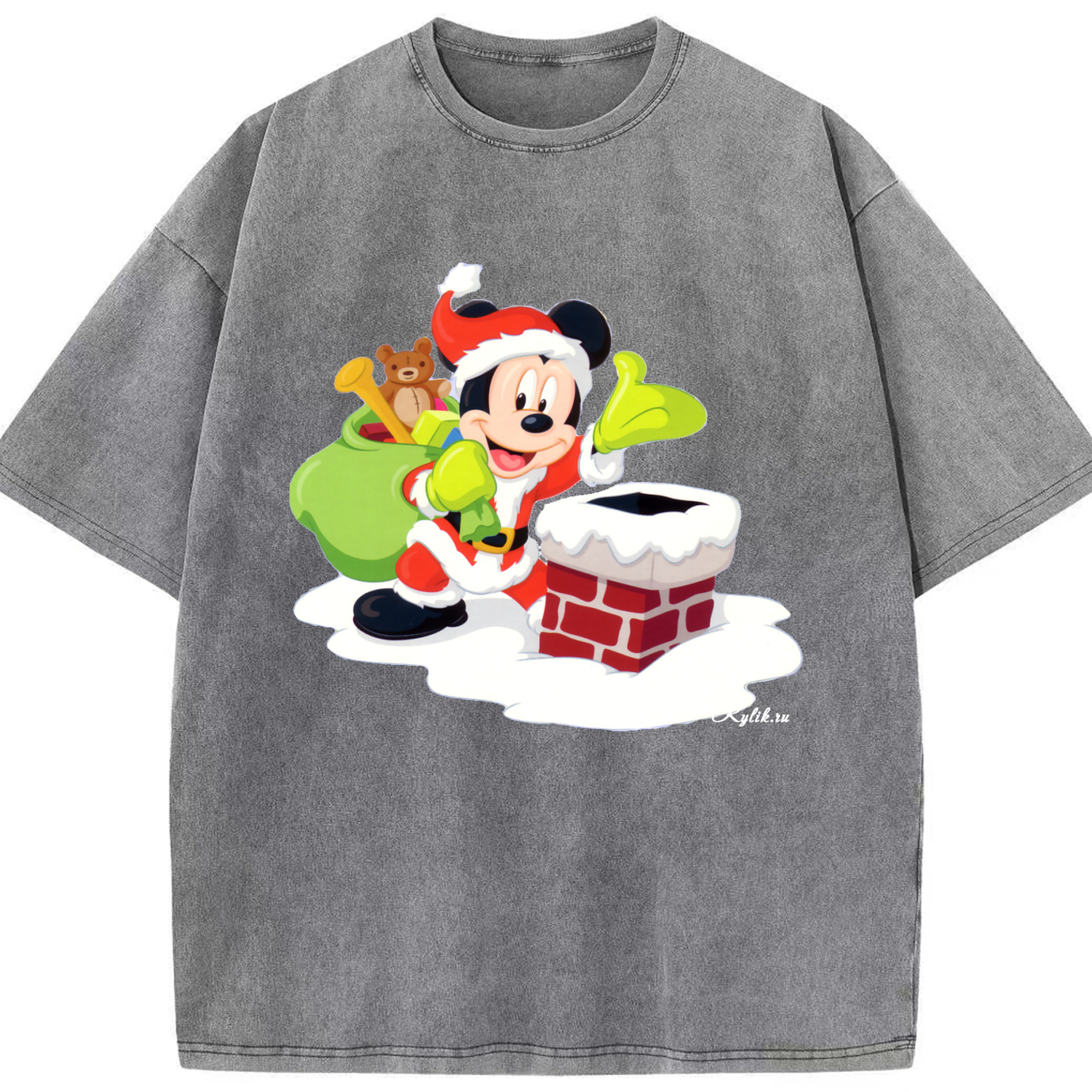 （画像用） ミッキーマウス Mickey Mouse 綿100% ヴィンテージ風 半袖Tシャツ（フロントプリント）