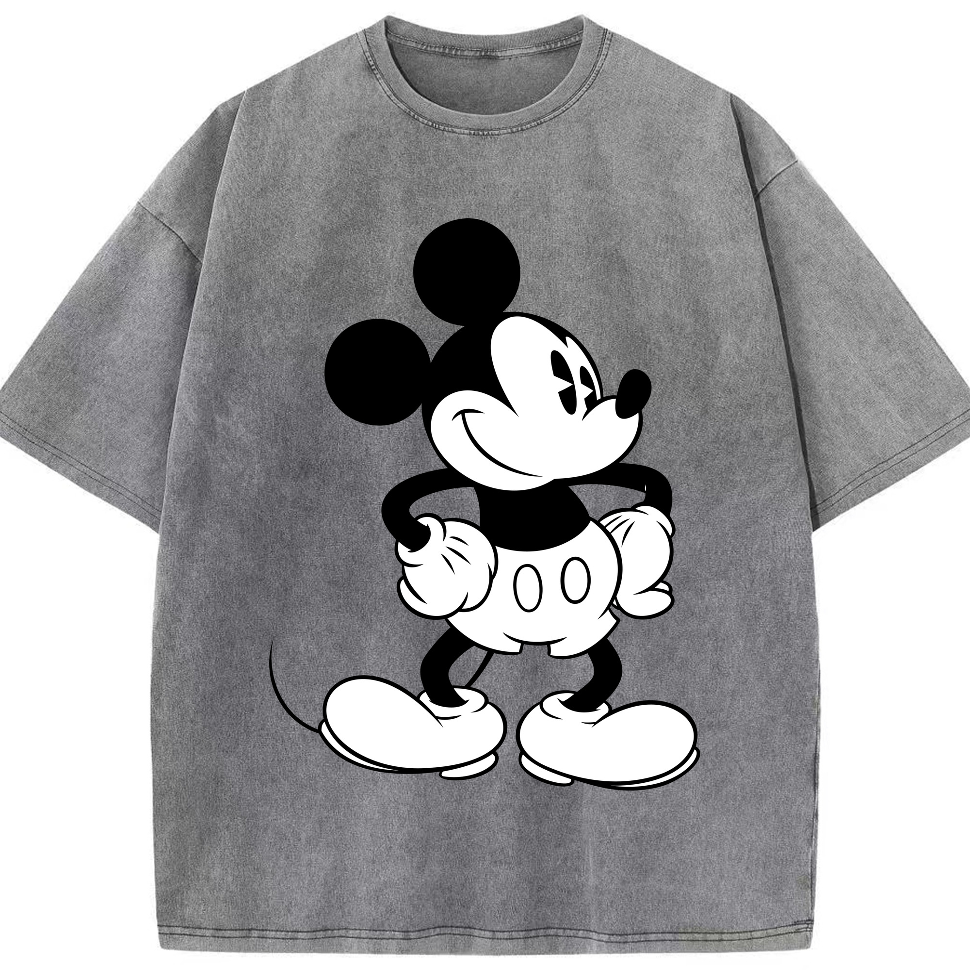 （画像用） ミッキーマウス Mickey Mouse 綿100% ヴィンテージ風 半袖Tシャツ（フロントプリント）