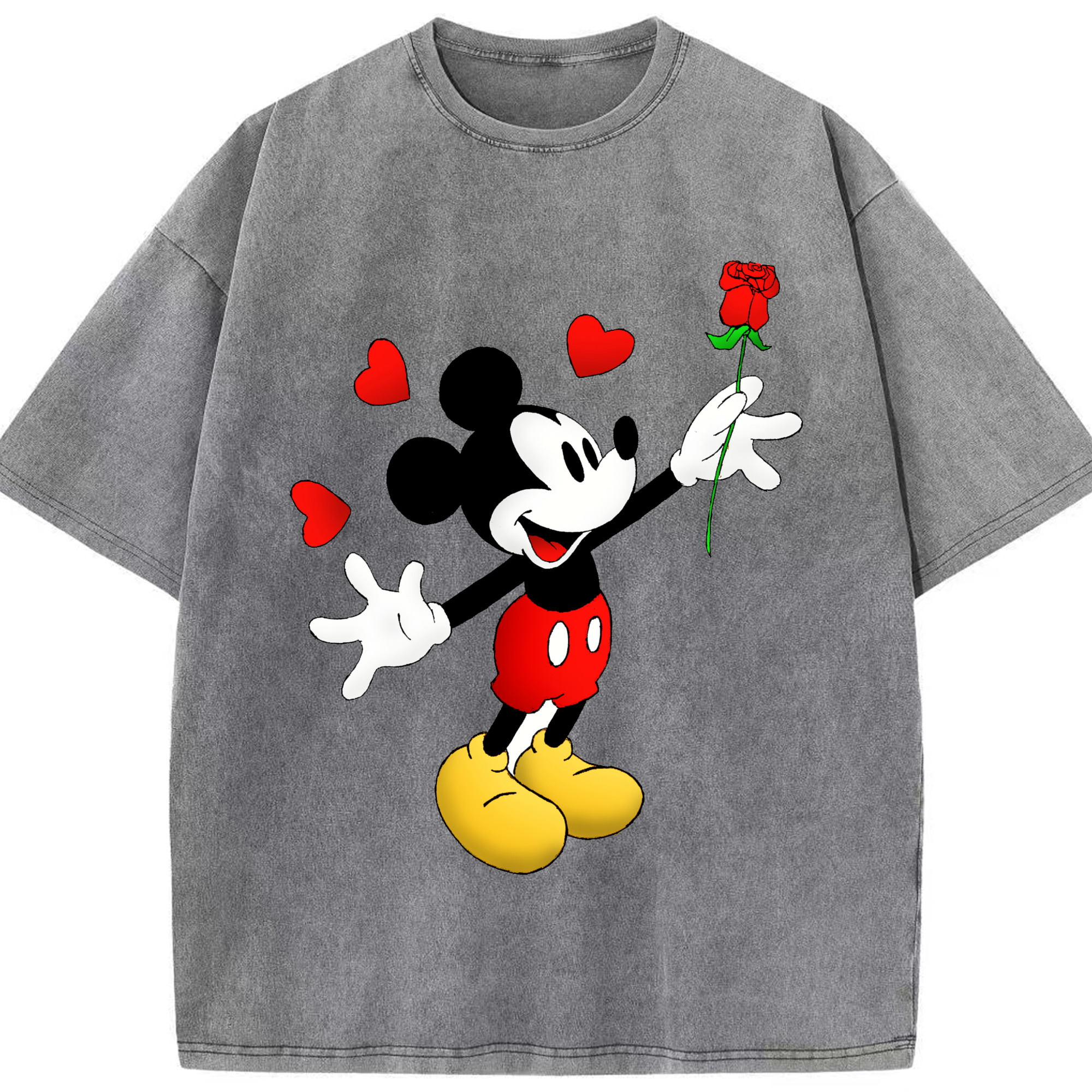 （画像用） ミッキーマウス Mickey Mouse 綿100% ヴィンテージ風 半袖Tシャツ（フロントプリント）