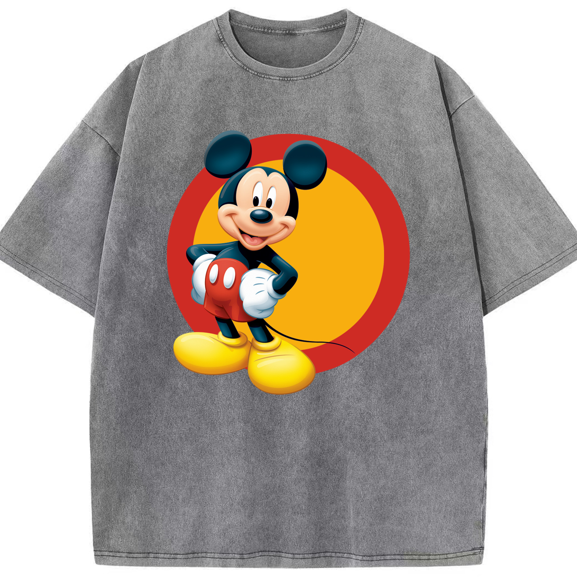 （画像用） ミッキーマウス Mickey Mouse 綿100% ヴィンテージ風 半袖Tシャツ（フロントプリント）