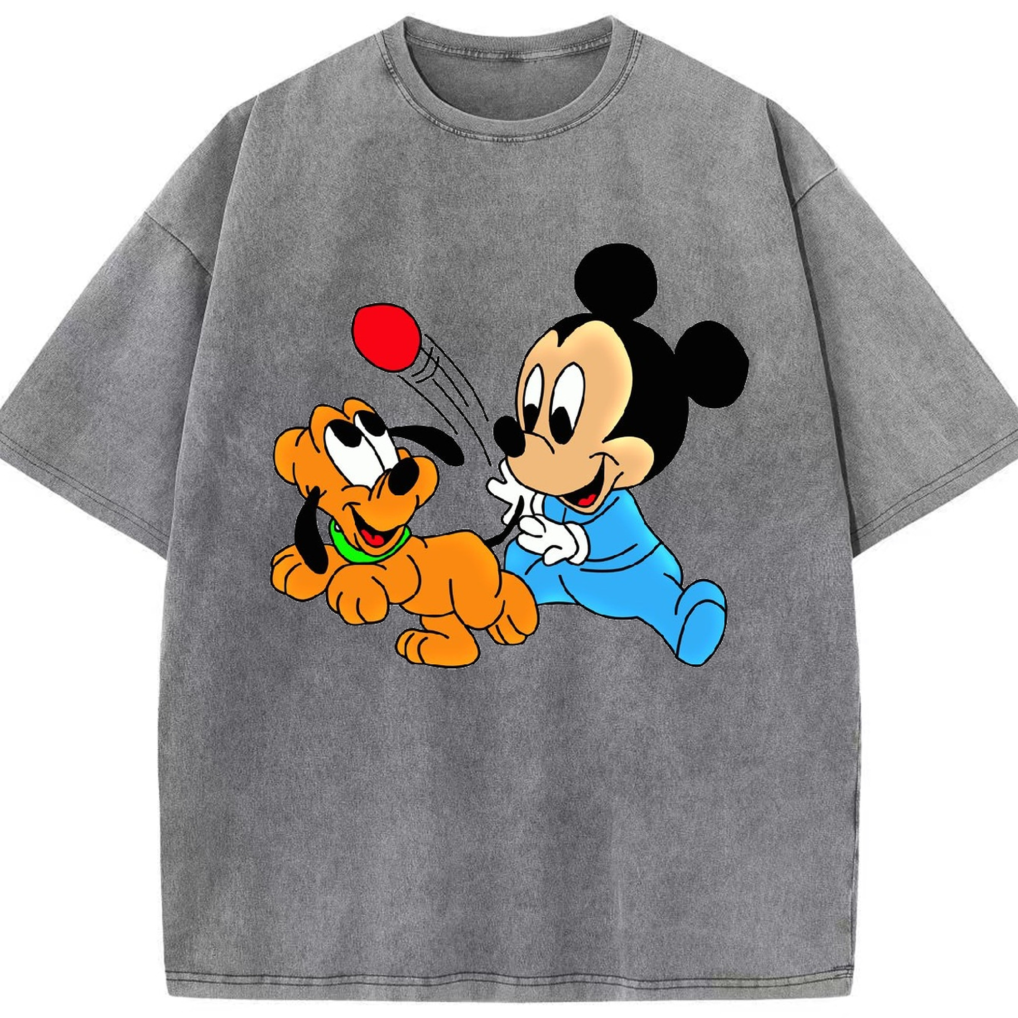 （画像用） ミッキーマウス Mickey Mouse 綿100% ヴィンテージ風 半袖Tシャツ（フロントプリント）