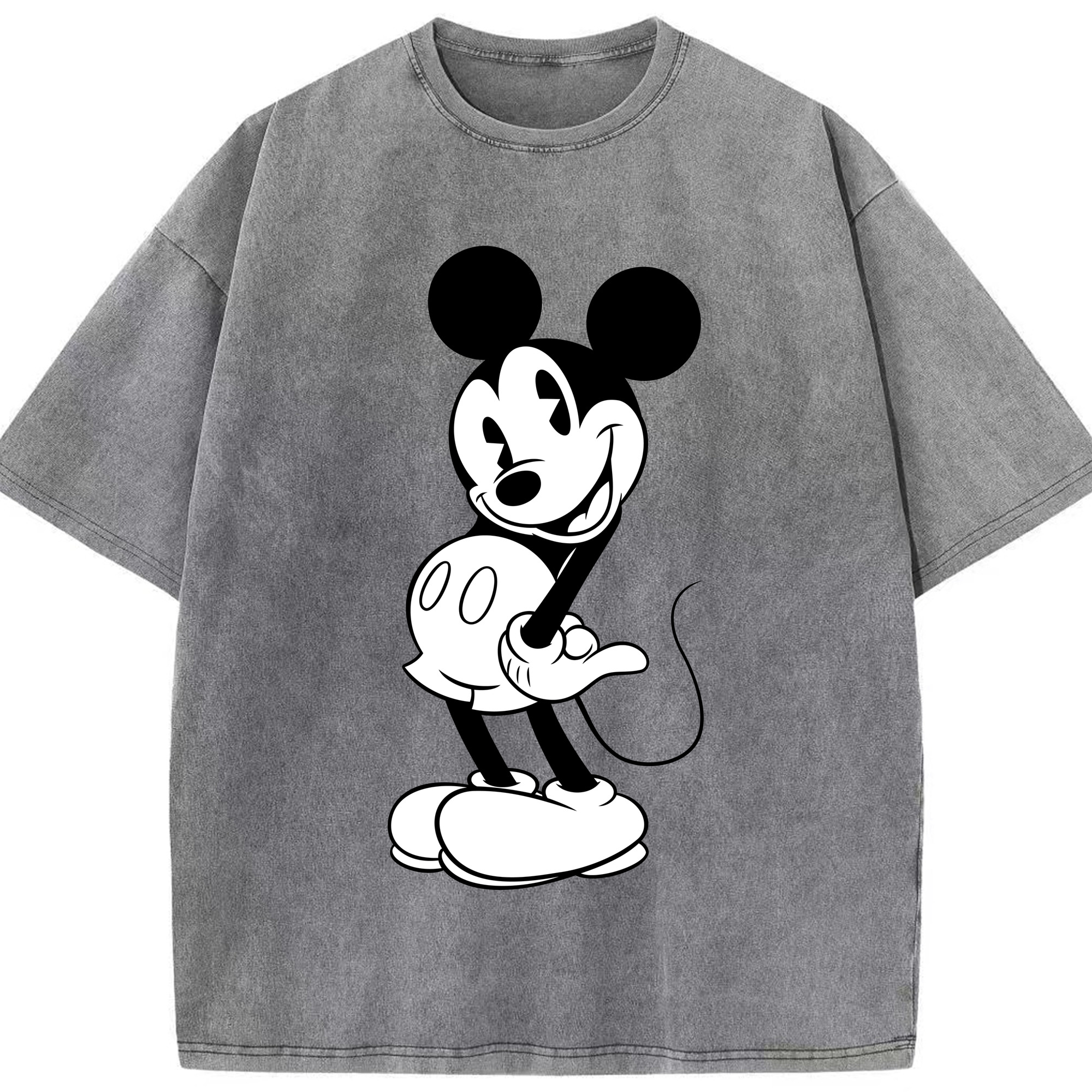（画像用） ミッキーマウス Mickey Mouse 綿100% ヴィンテージ風 半袖Tシャツ（フロントプリント）