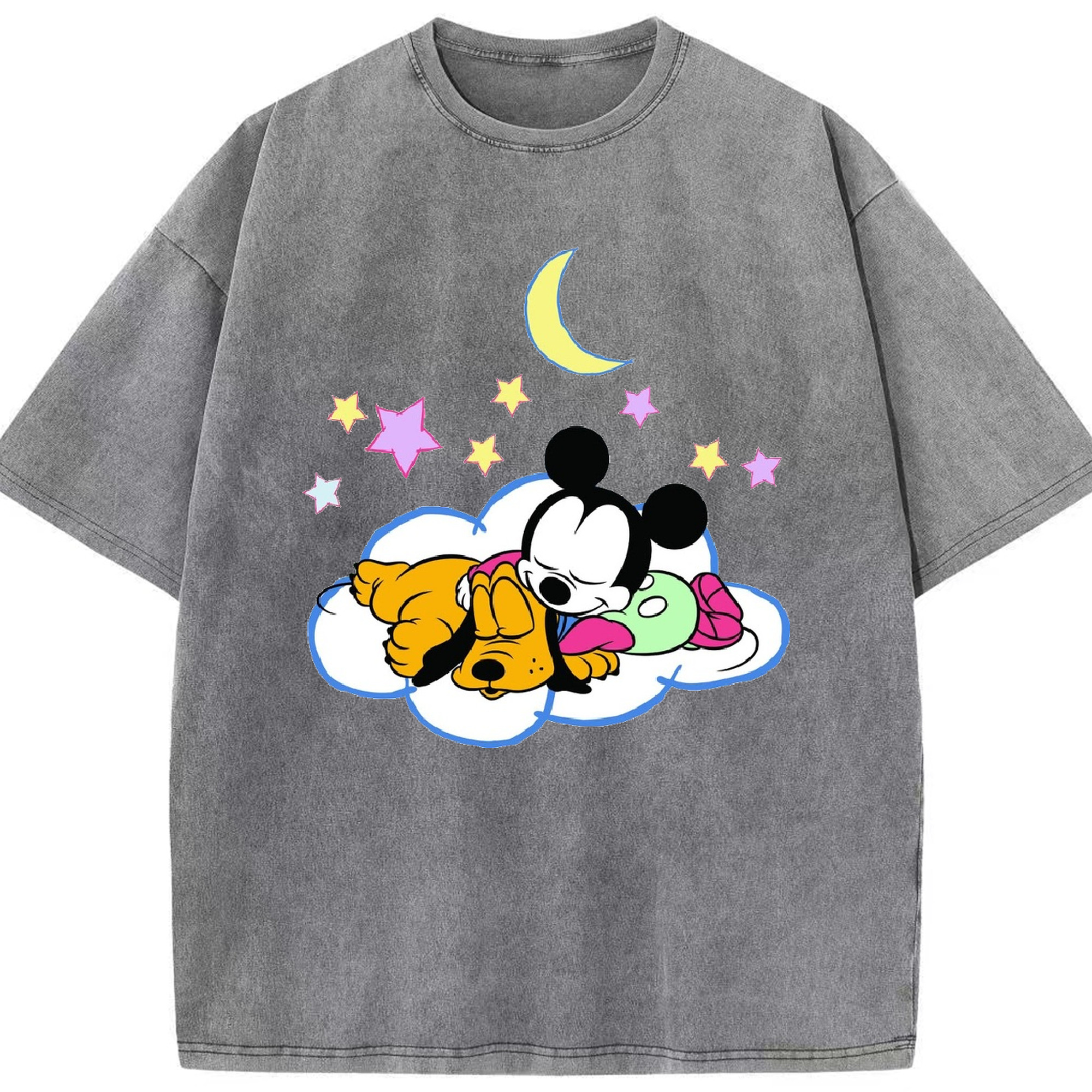 （画像用） ミッキーマウス Mickey Mouse 綿100% ヴィンテージ風 半袖Tシャツ（フロントプリント）