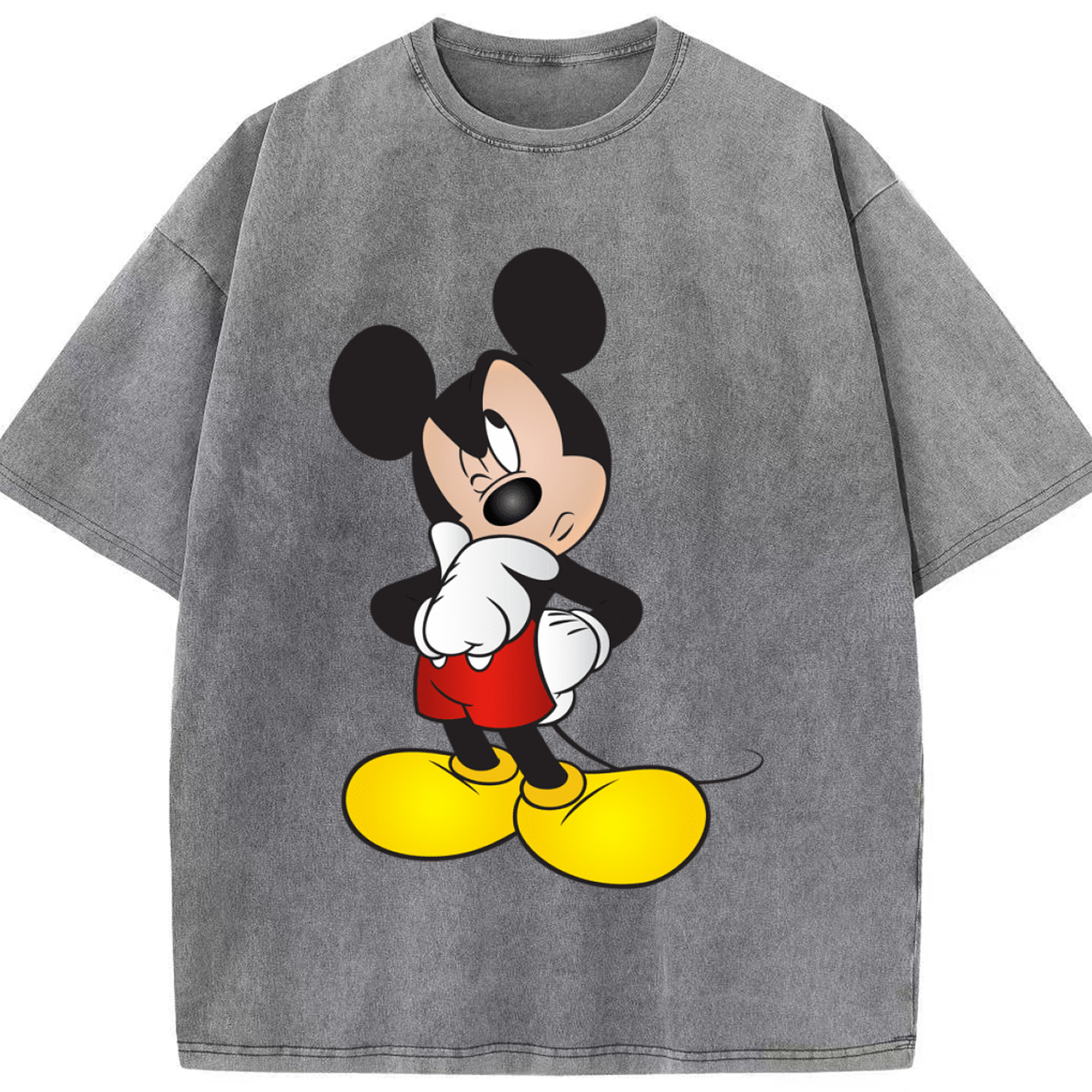（画像用） ミッキーマウス Mickey Mouse 綿100% ヴィンテージ風 半袖Tシャツ（フロントプリント）