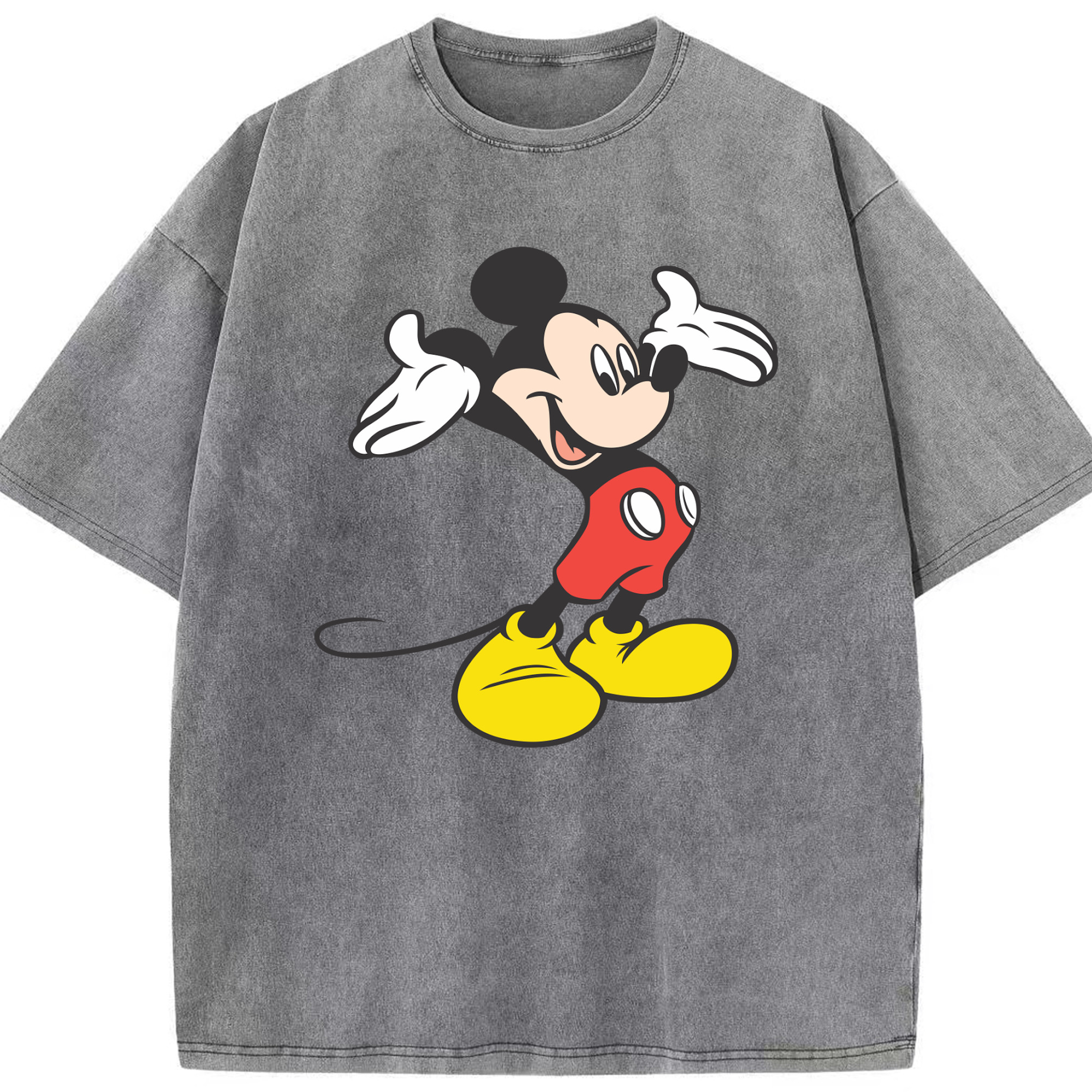 （画像用） ミッキーマウス Mickey Mouse 綿100% ヴィンテージ風 半袖Tシャツ（フロントプリント）