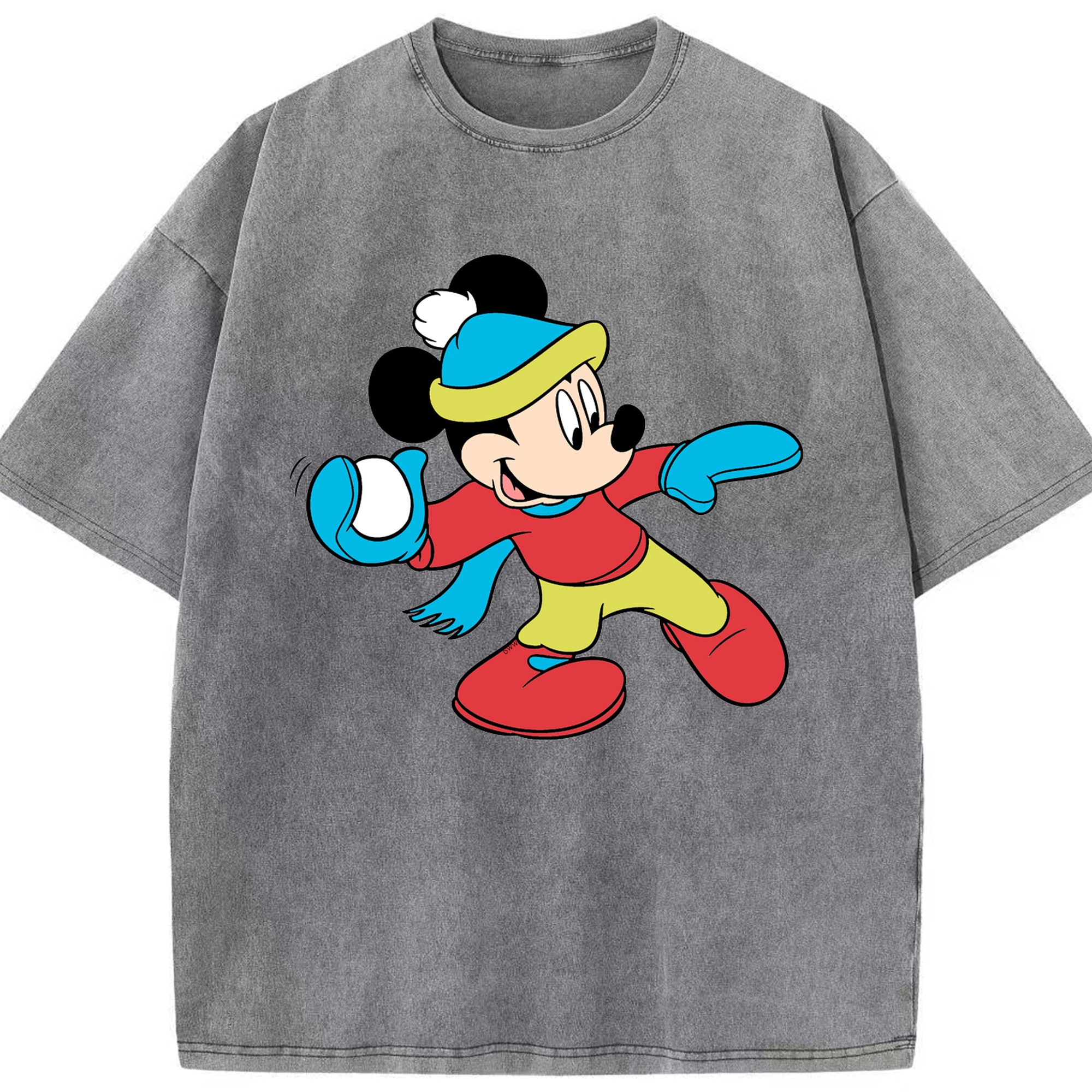 （画像用） ミッキーマウス Mickey Mouse 綿100% ヴィンテージ風 半袖Tシャツ（フロントプリント）