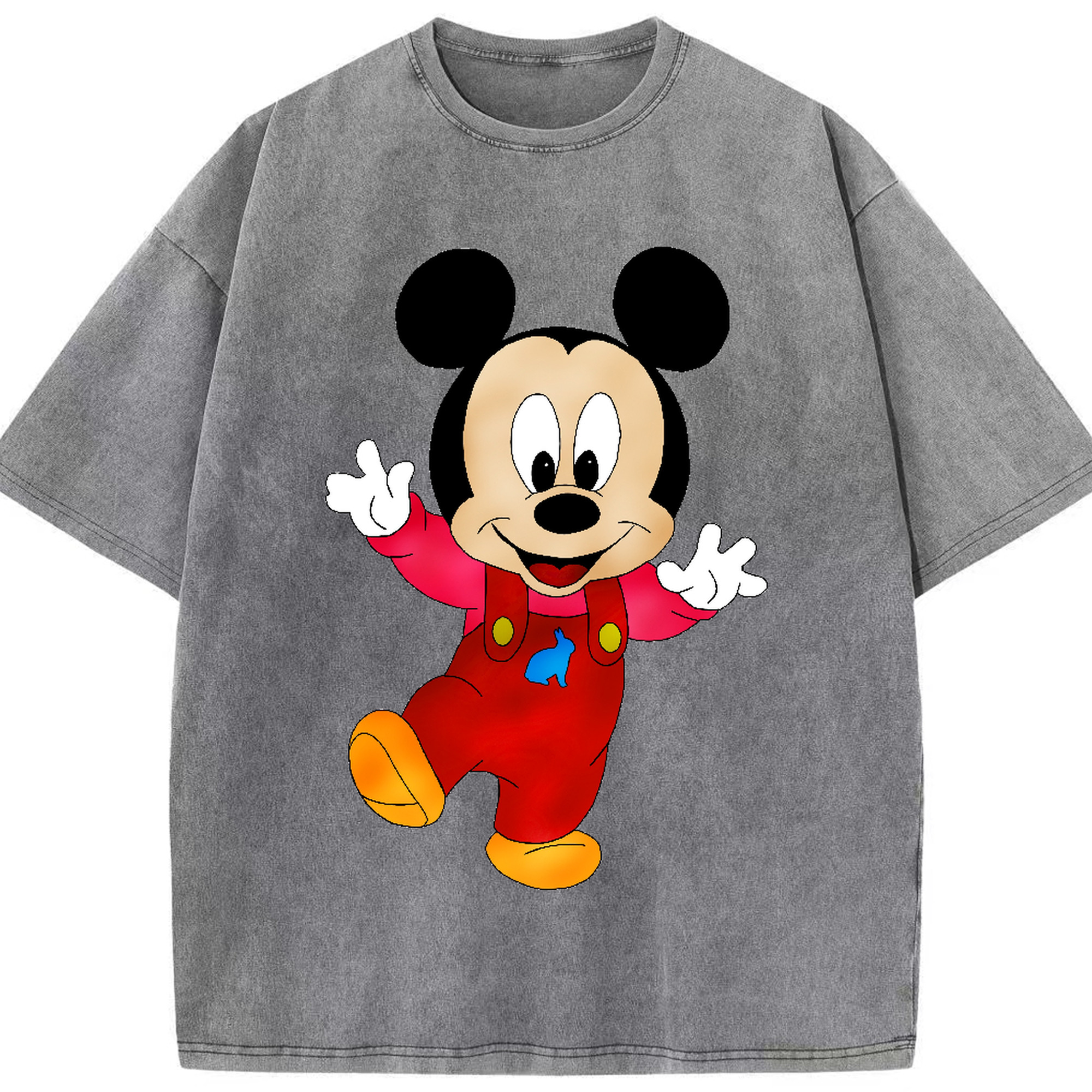 （画像用） ミッキーマウス Mickey Mouse 綿100% ヴィンテージ風 半袖Tシャツ（フロントプリント）