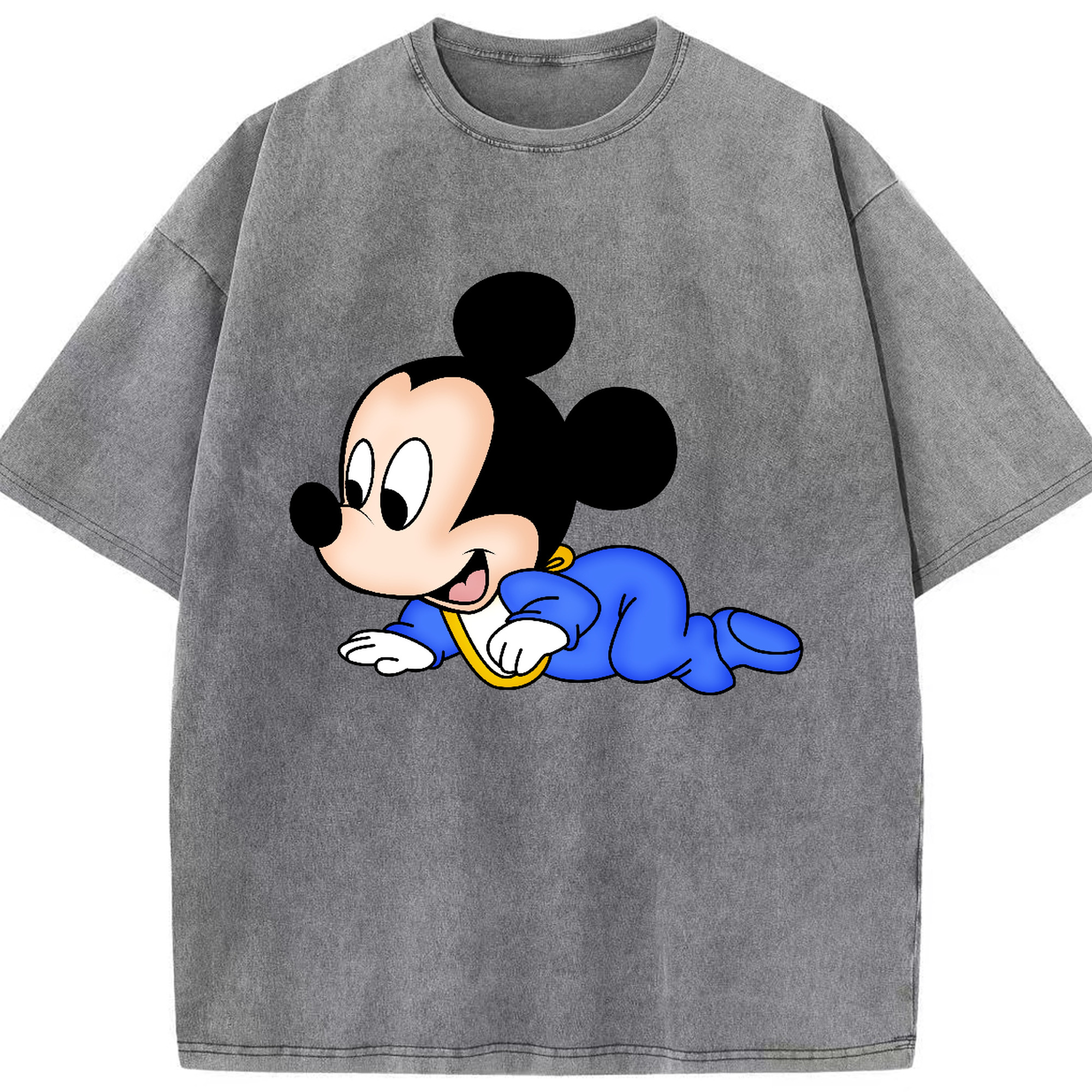 （画像用） ミッキーマウス Mickey Mouse 綿100% ヴィンテージ風 半袖Tシャツ（フロントプリント）