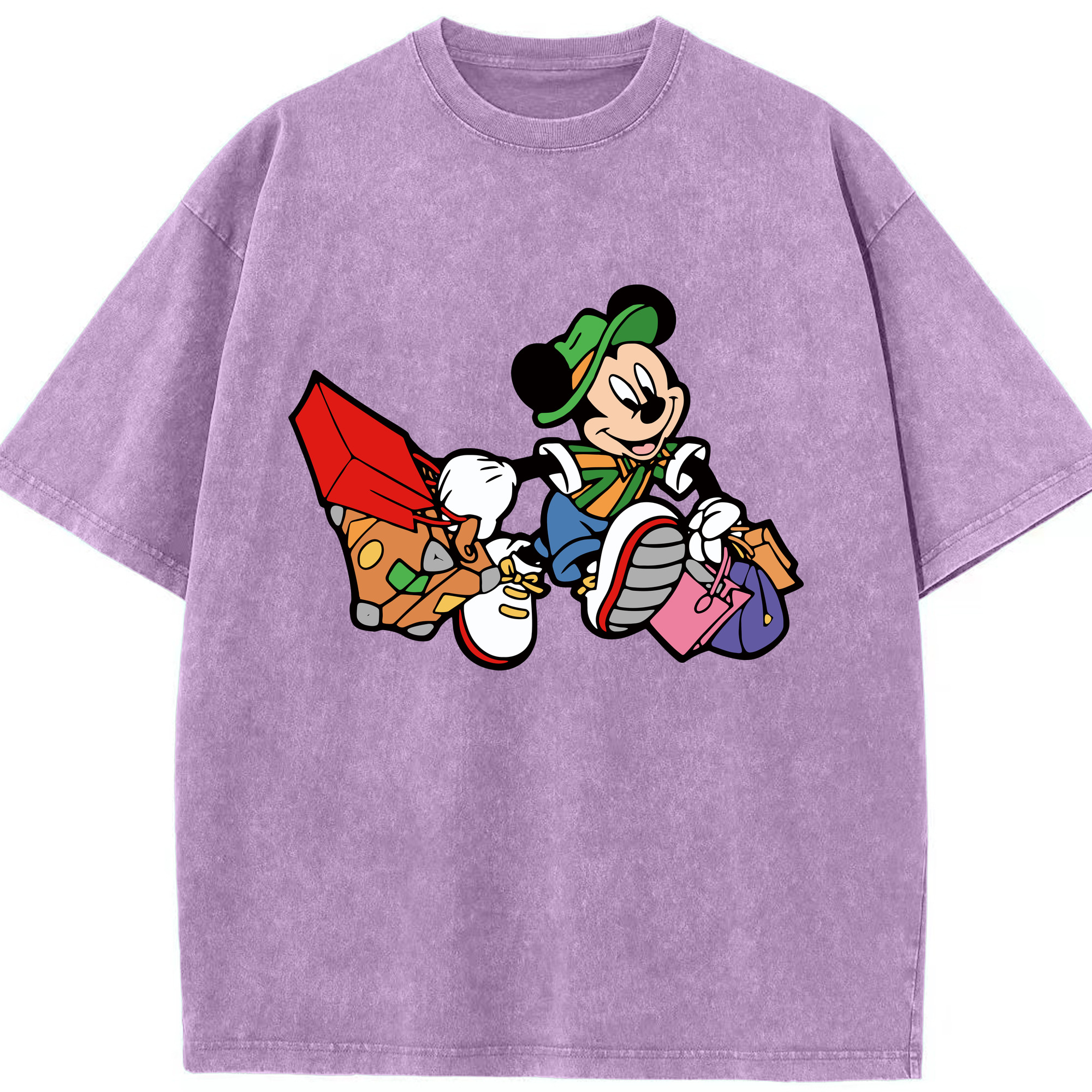 （画像用） ミッキーマウス Mickey Mouse 綿100% ヴィンテージ風 半袖Tシャツ（フロントプリント）