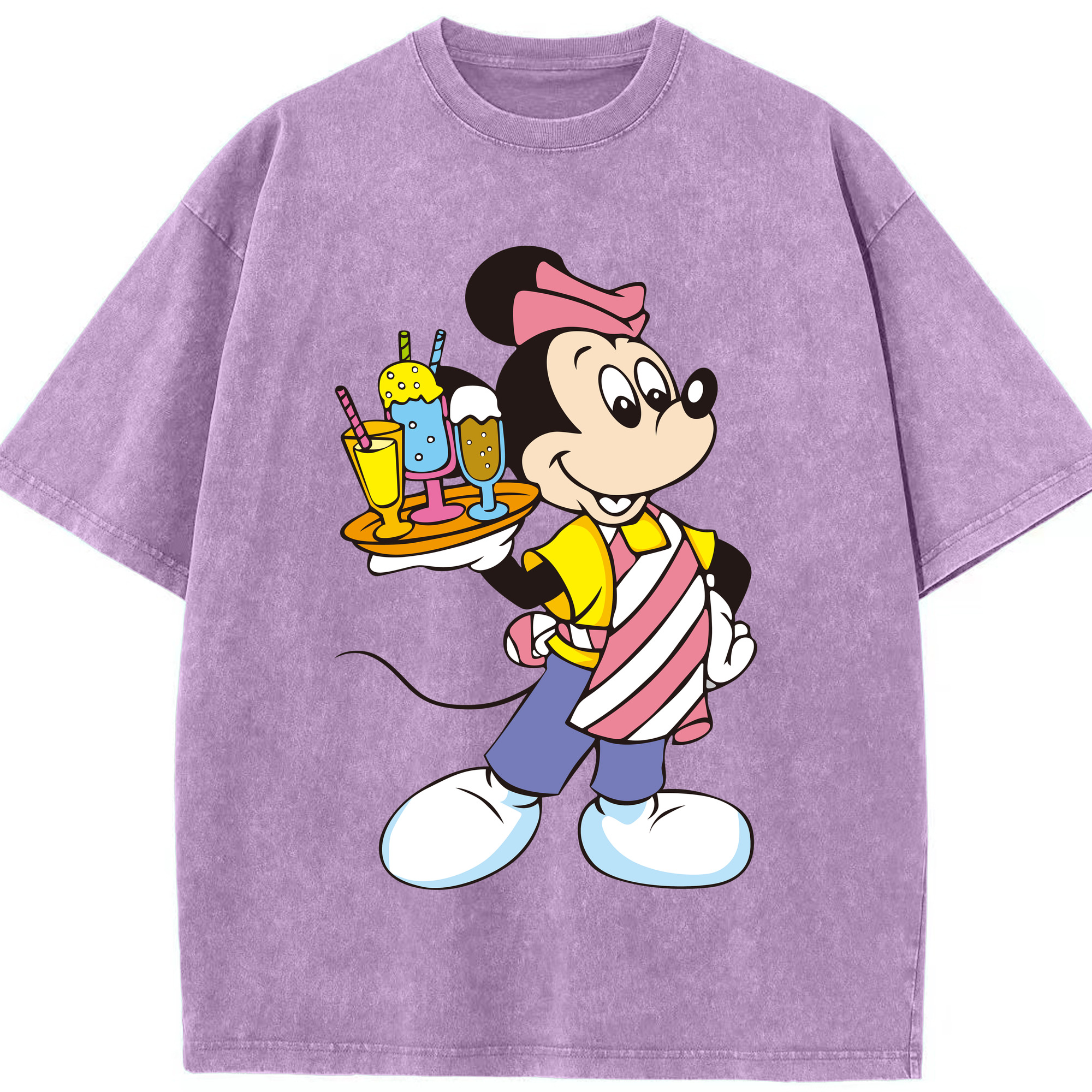 （画像用） ミッキーマウス Mickey Mouse 綿100% ヴィンテージ風 半袖Tシャツ（フロントプリント）