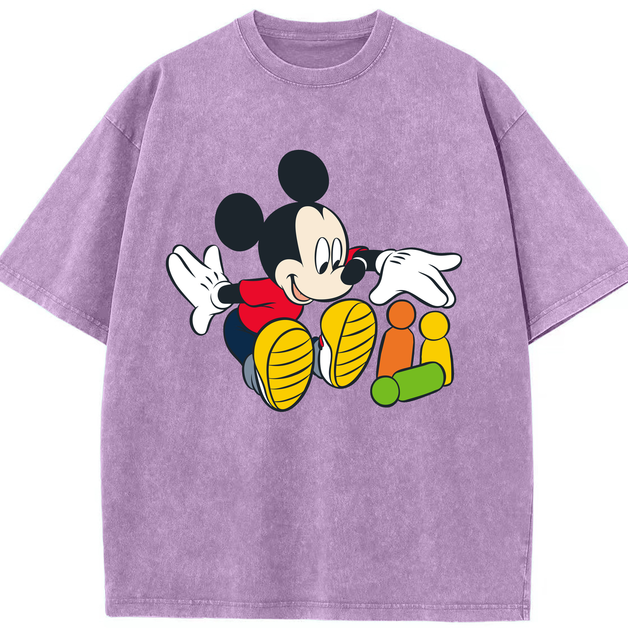 （画像用） ミッキーマウス Mickey Mouse 綿100% ヴィンテージ風 半袖Tシャツ（フロントプリント）