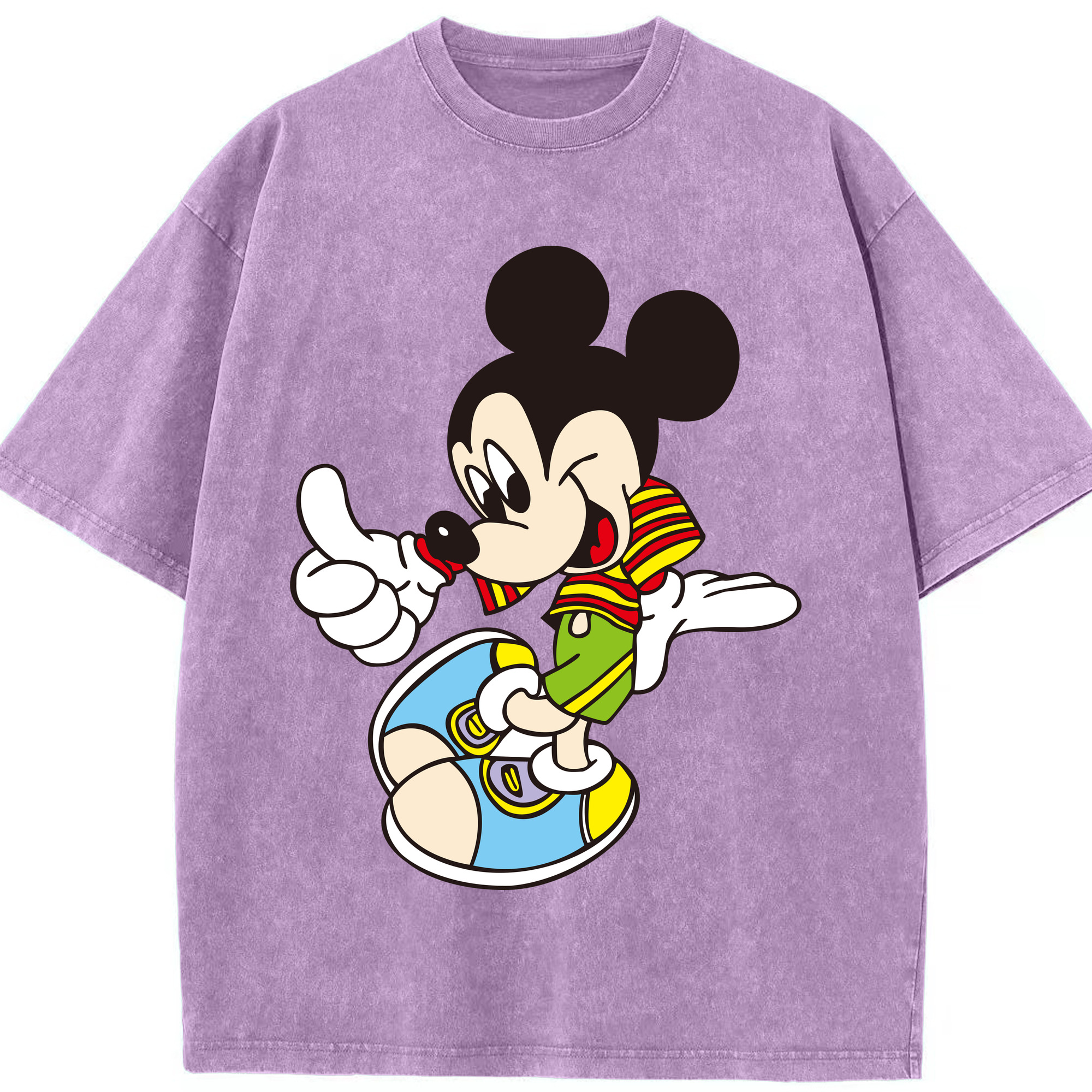 （画像用） ミッキーマウス Mickey Mouse 綿100% ヴィンテージ風 半袖Tシャツ（フロントプリント）