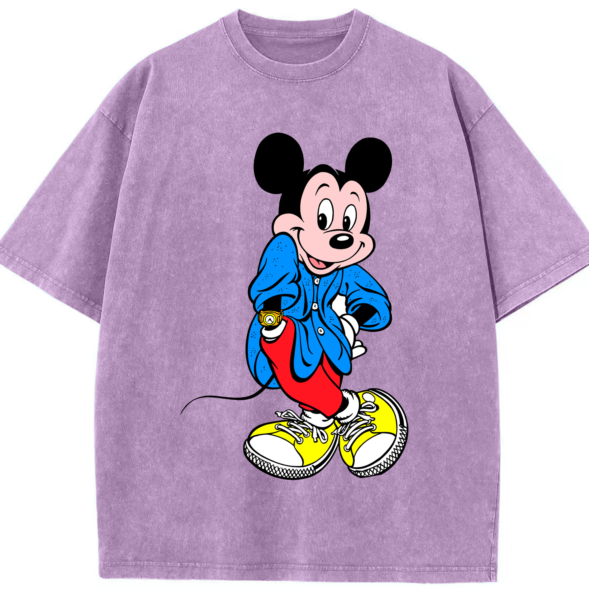 （画像用） ミッキーマウス Mickey Mouse 綿100% ヴィンテージ風 半袖Tシャツ（フロントプリント）