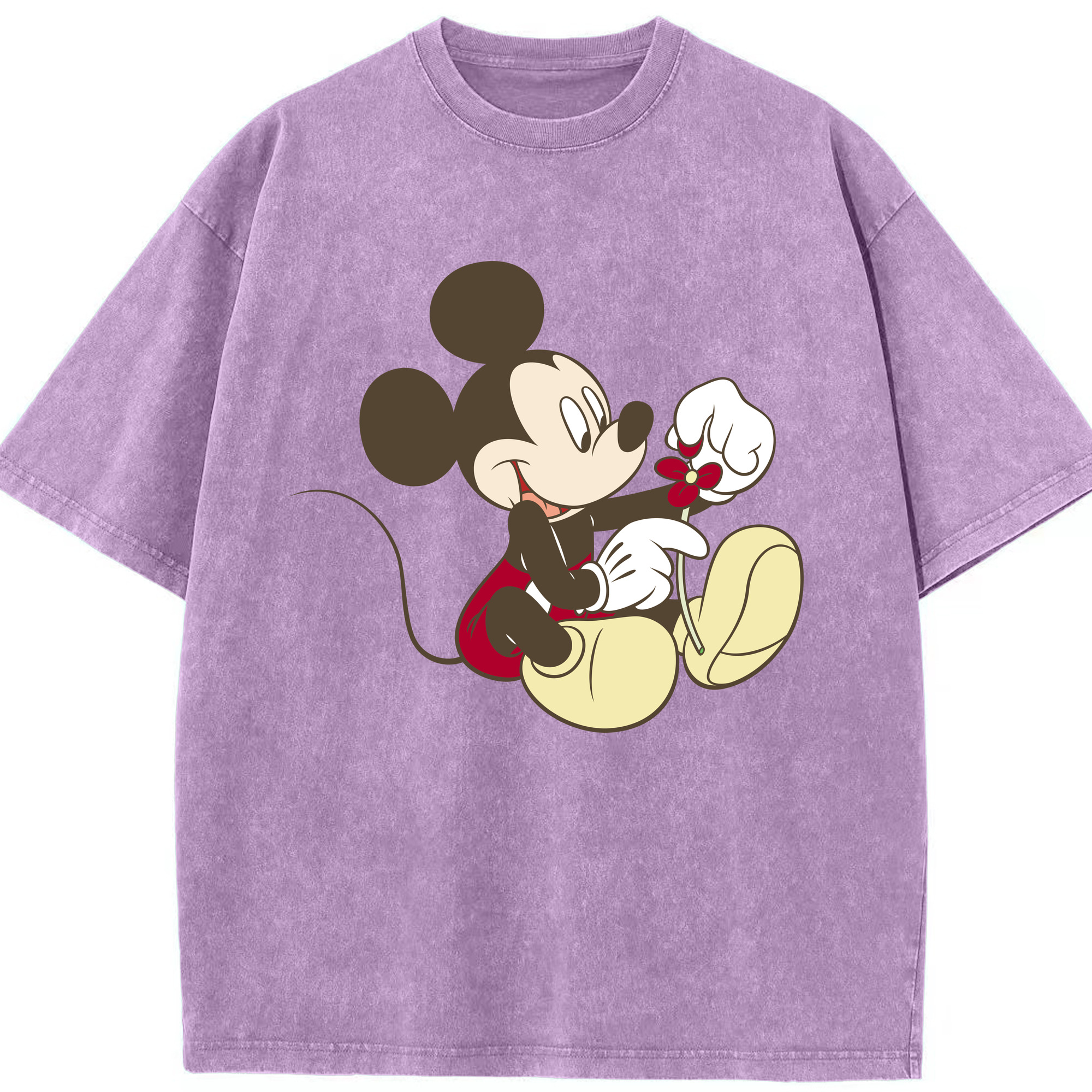 （画像用） ミッキーマウス Mickey Mouse 綿100% ヴィンテージ風 半袖Tシャツ（フロントプリント）