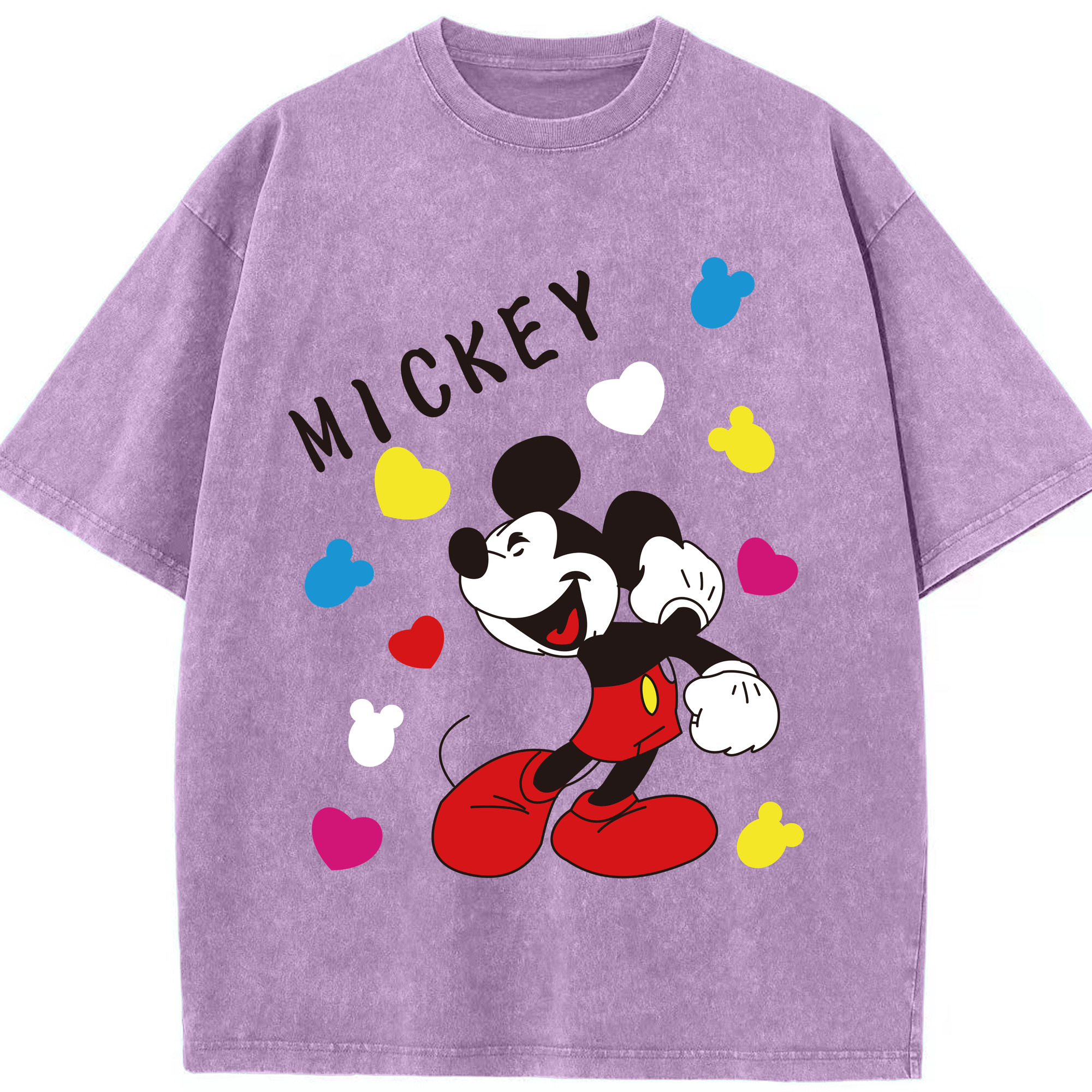 （画像用） ミッキーマウス Mickey Mouse 綿100% ヴィンテージ風 半袖Tシャツ（フロントプリント）
