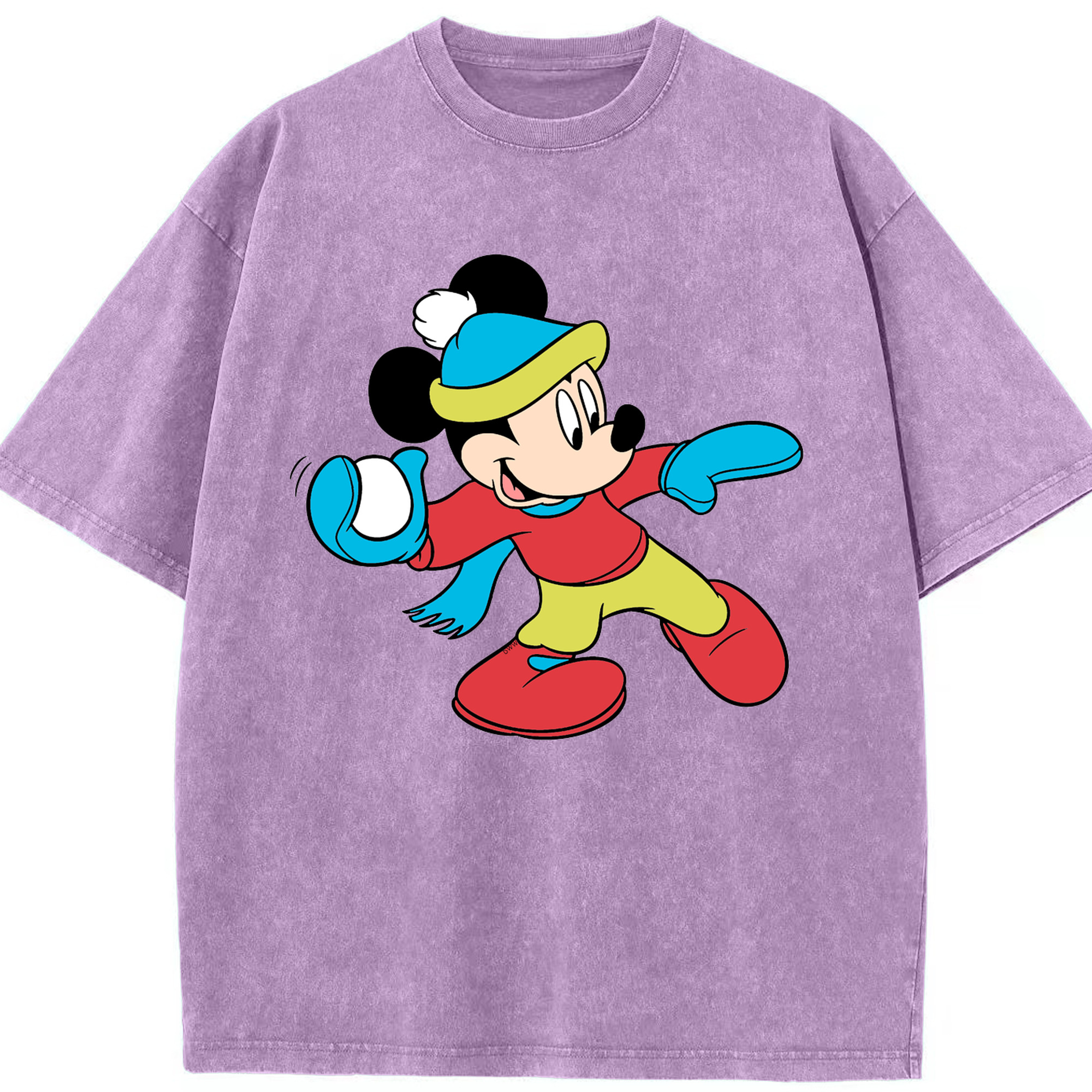 （画像用） ミッキーマウス Mickey Mouse 綿100% ヴィンテージ風 半袖Tシャツ（フロントプリント）