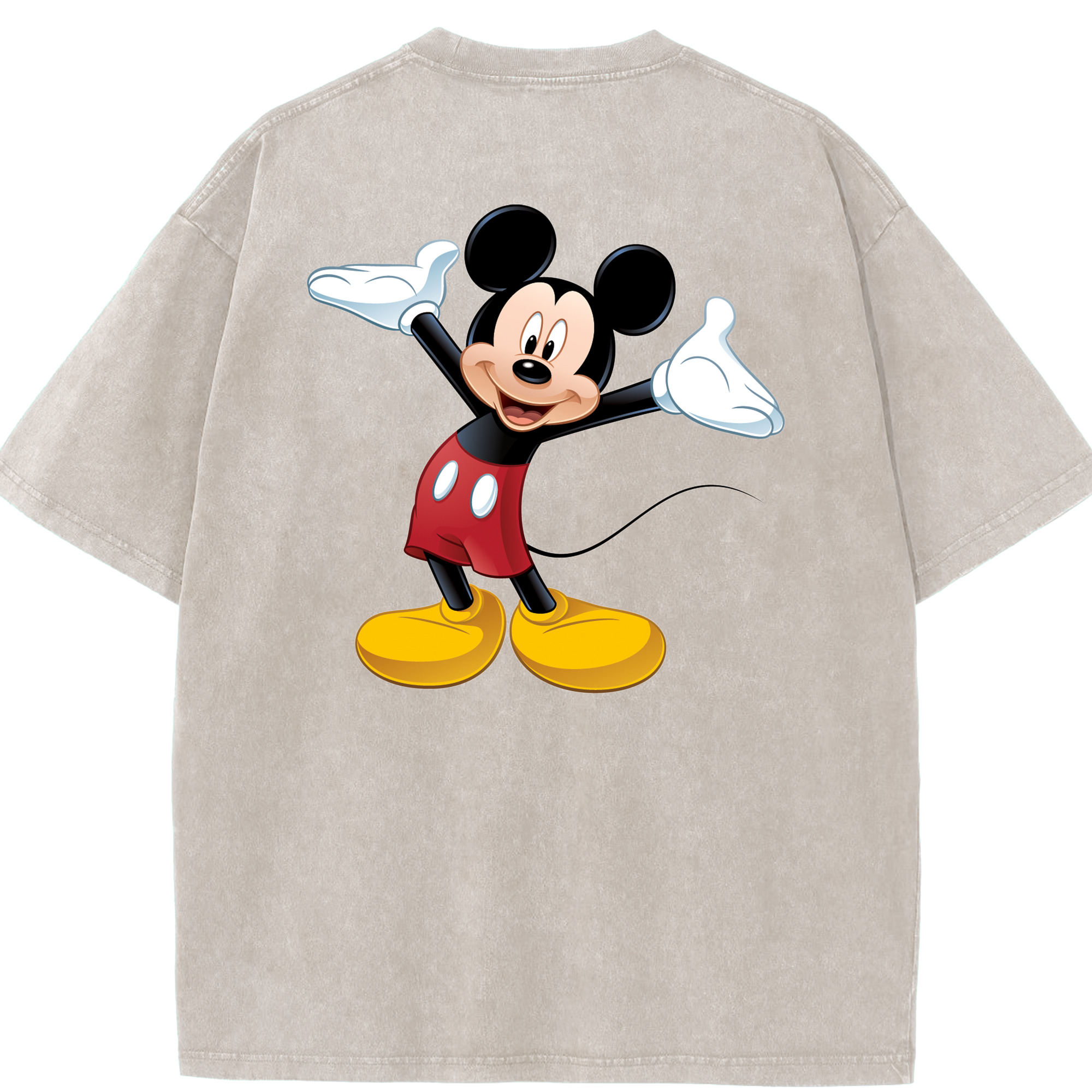 （画像用） ミッキーマウス Mickey Mouse 綿100% ヴィンテージ風 半袖Tシャツ（背面プリント）