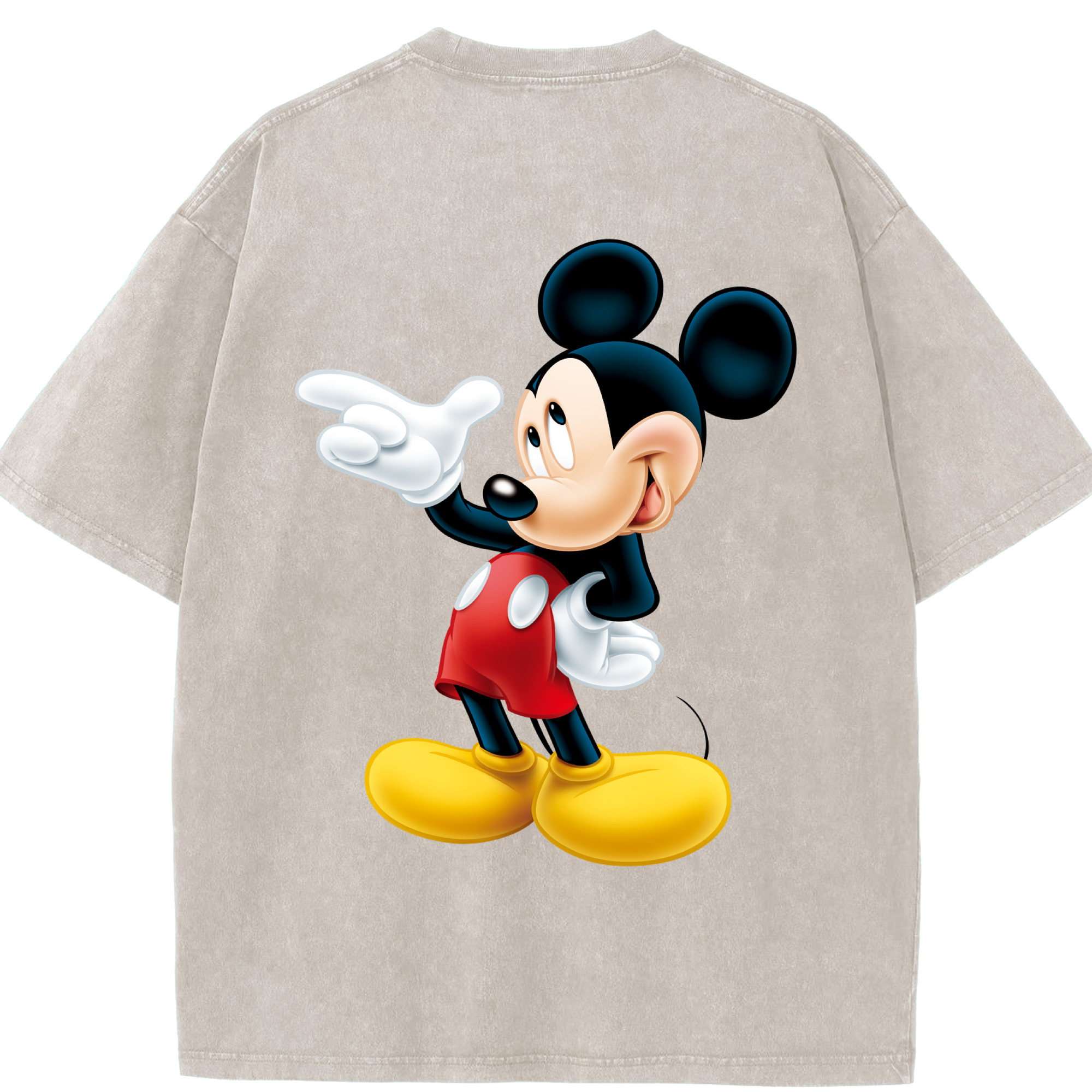 （画像用） ミッキーマウス Mickey Mouse 綿100% ヴィンテージ風 半袖Tシャツ（背面プリント）