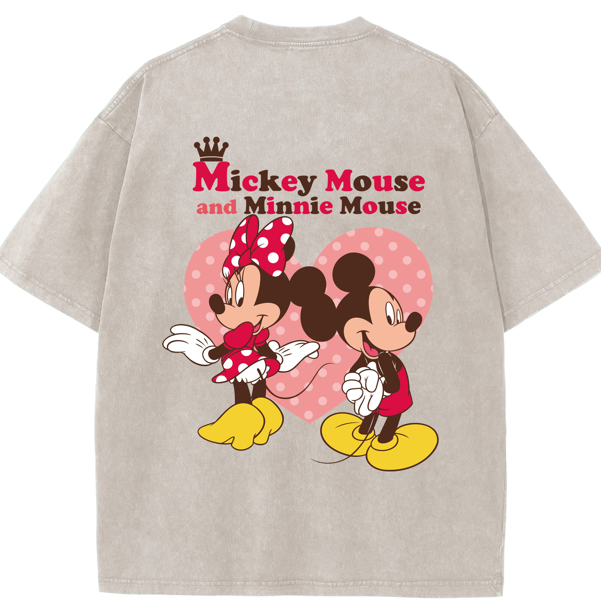 （画像用） ミッキーマウス Mickey Mouse 綿100% ヴィンテージ風 半袖Tシャツ（背面プリント）