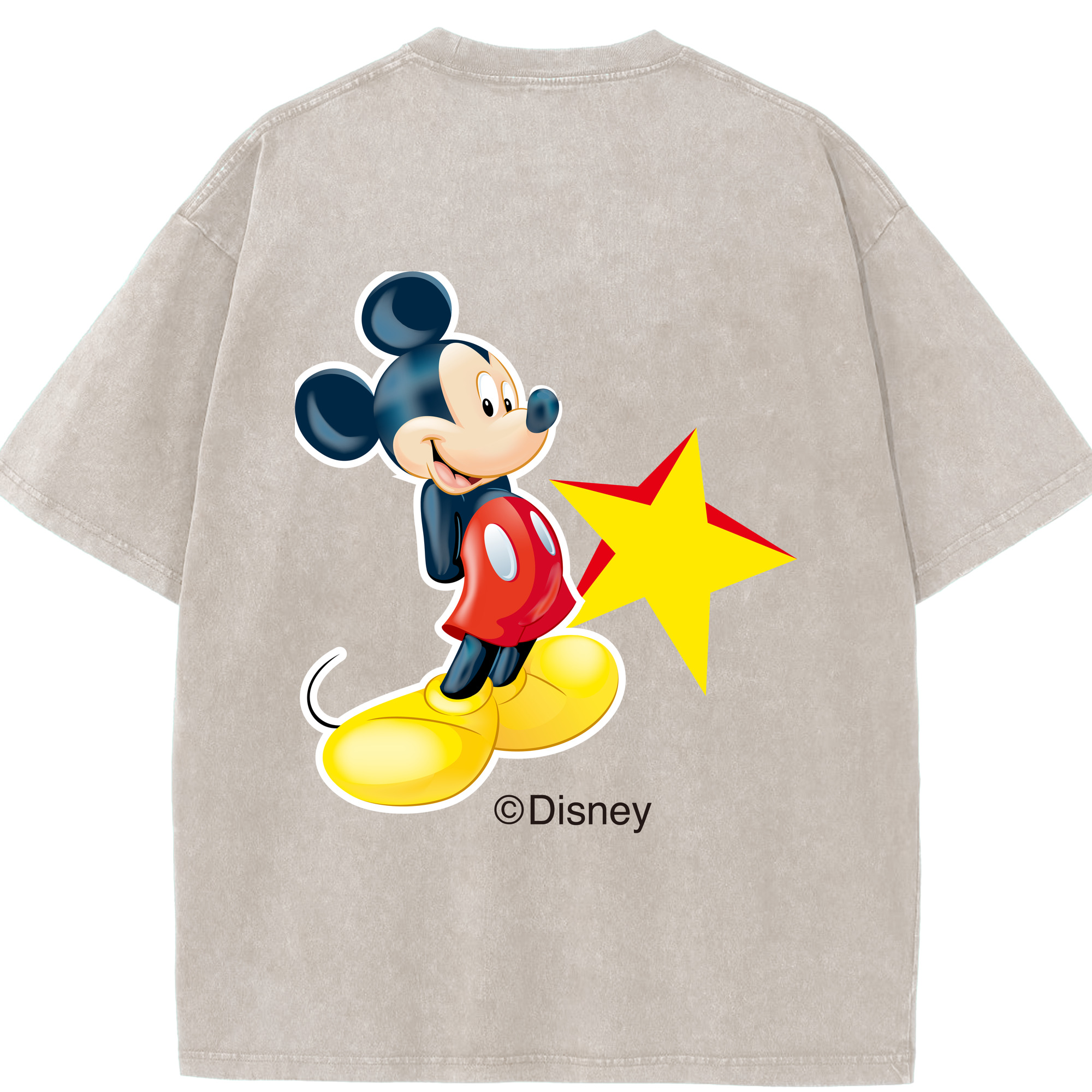 （画像用） ミッキーマウス Mickey Mouse 綿100% ヴィンテージ風 半袖Tシャツ（背面プリント）