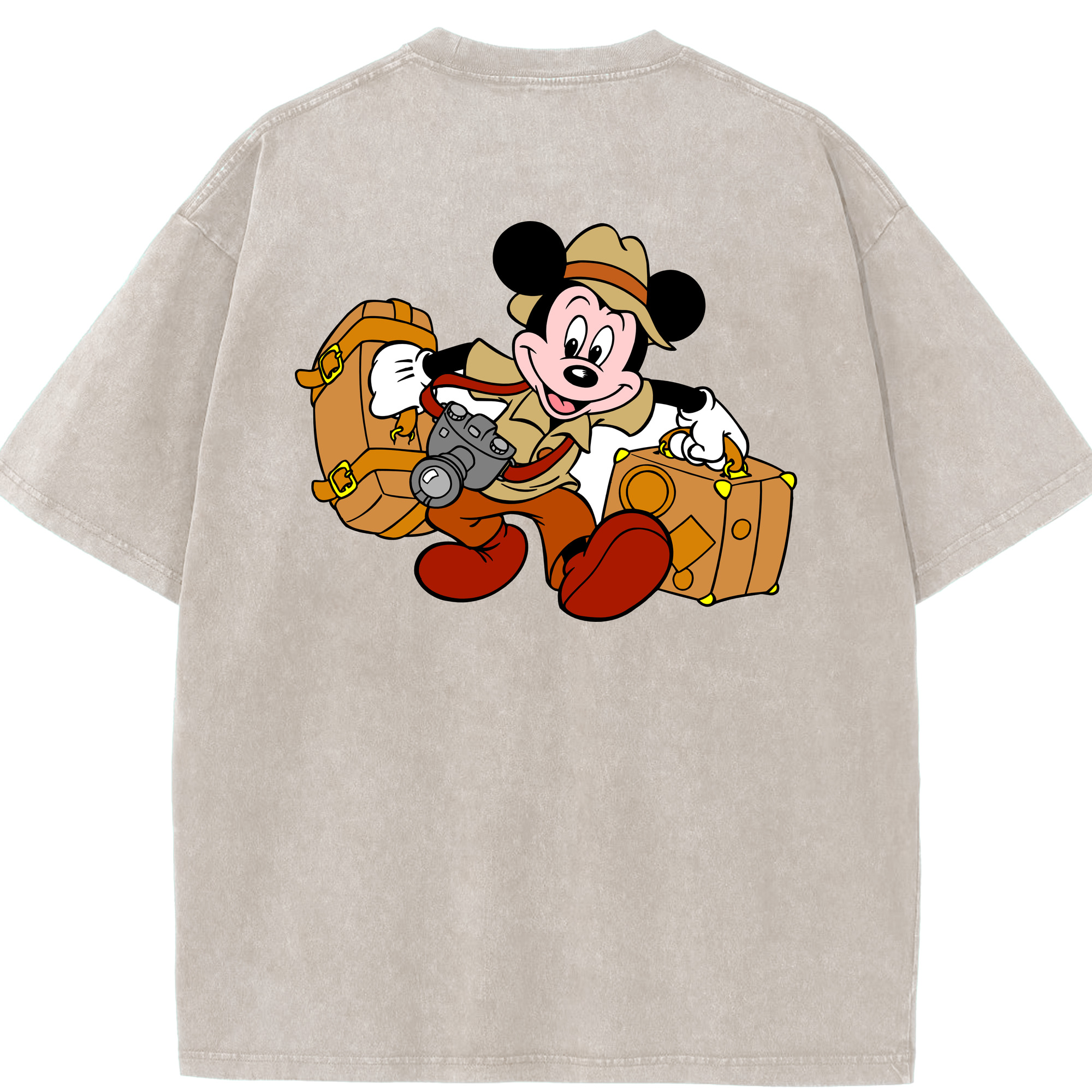 （画像用） ミッキーマウス Mickey Mouse 綿100% ヴィンテージ風 半袖Tシャツ（背面プリント）