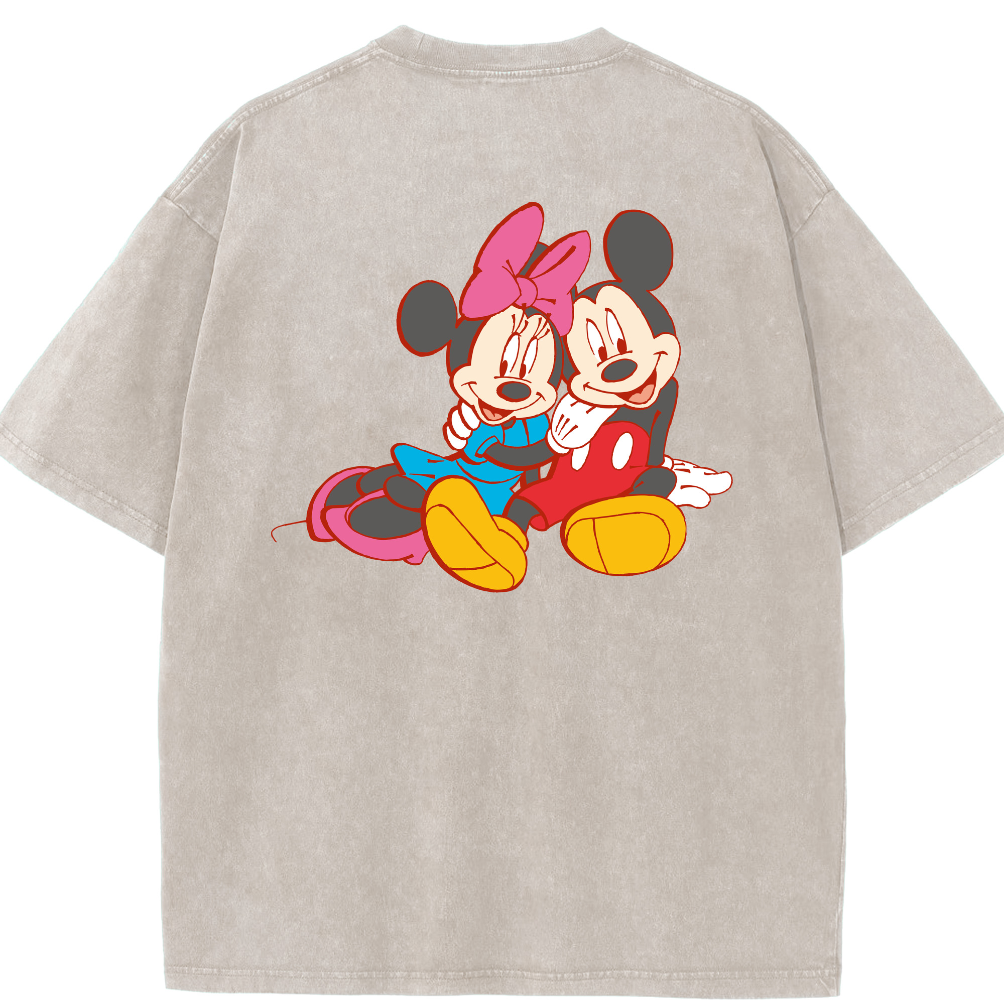 （画像用） ミッキーマウス Mickey Mouse 綿100% ヴィンテージ風 半袖Tシャツ（背面プリント）