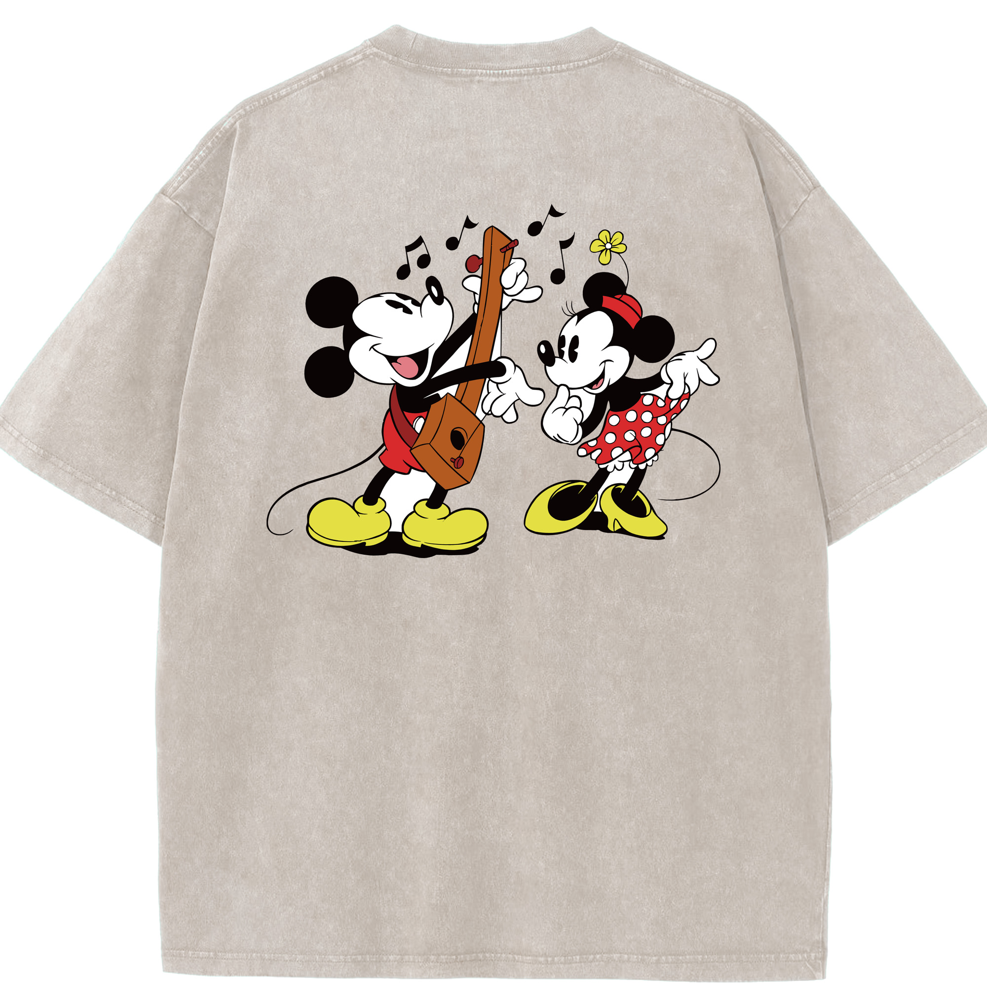 （画像用） ミッキーマウス Mickey Mouse 綿100% ヴィンテージ風 半袖Tシャツ（背面プリント）