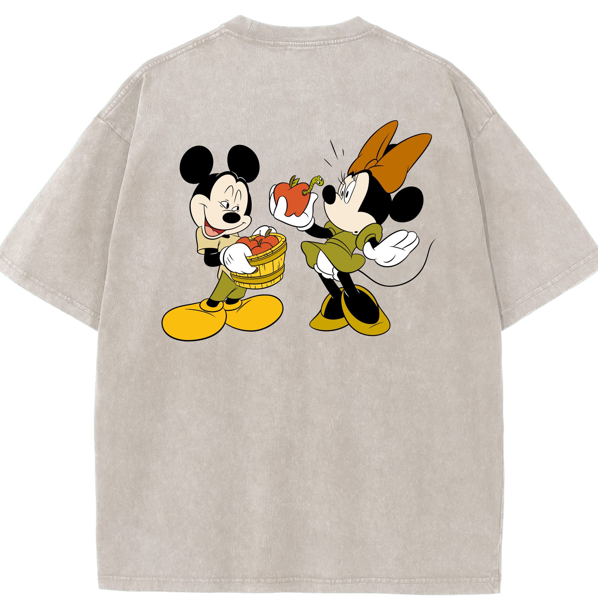 （画像用） ミッキーマウス Mickey Mouse 綿100% ヴィンテージ風 半袖Tシャツ（背面プリント）