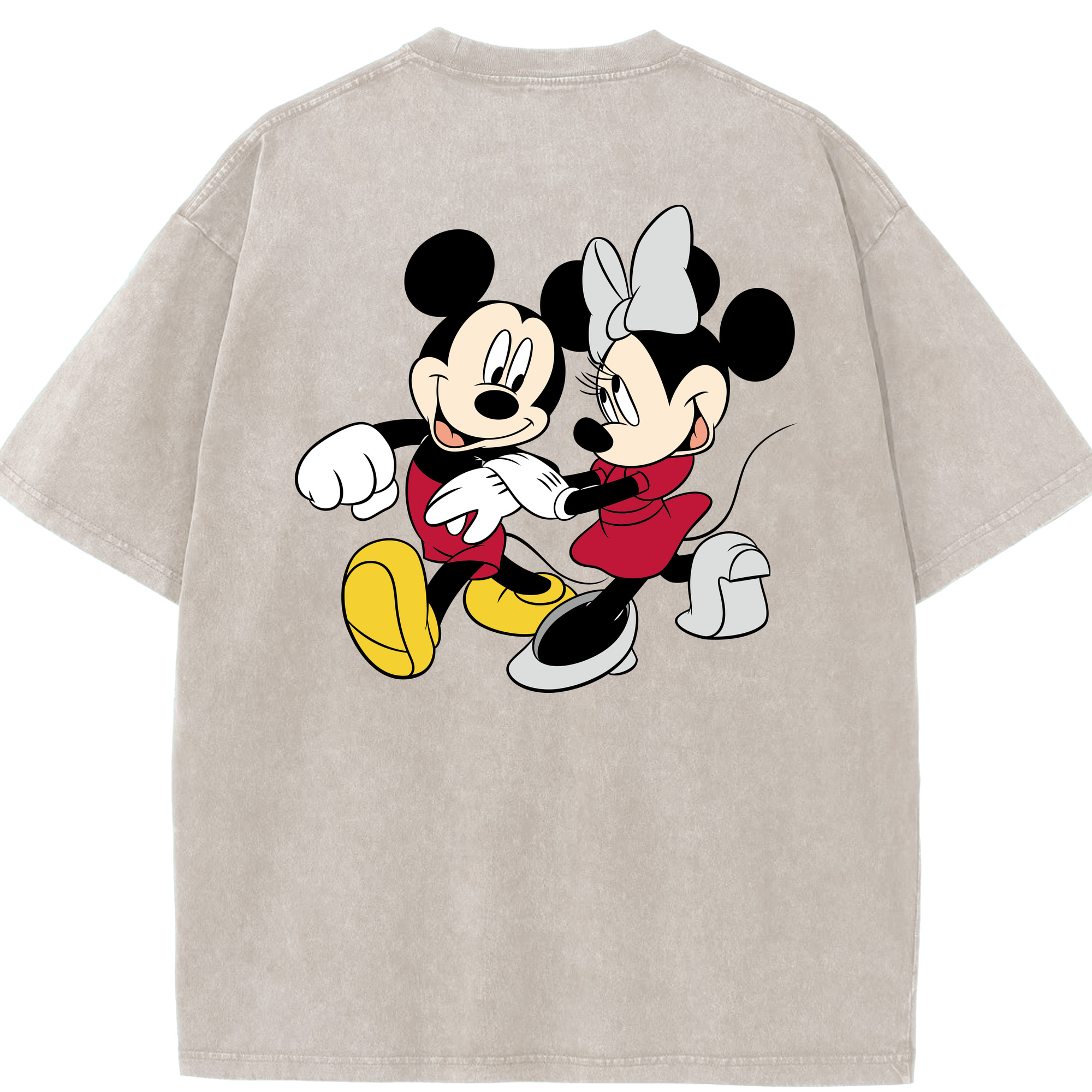 （画像用） ミッキーマウス Mickey Mouse 綿100% ヴィンテージ風 半袖Tシャツ（背面プリント）