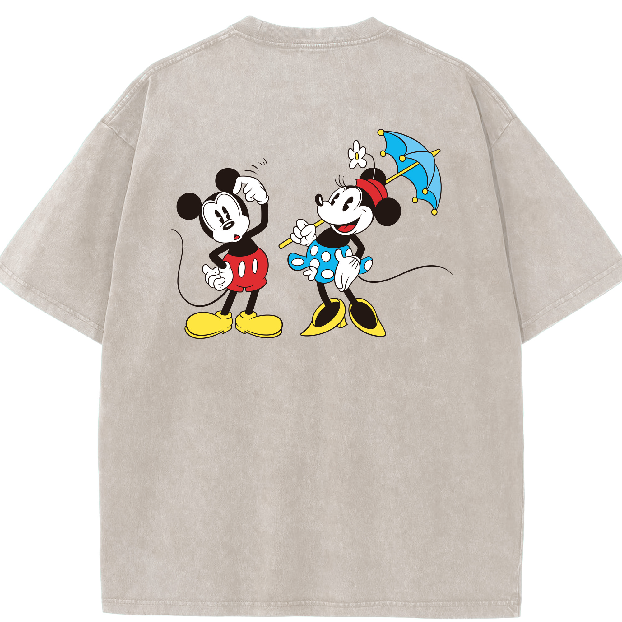 （画像用） ミッキーマウス Mickey Mouse 綿100% ヴィンテージ風 半袖Tシャツ（背面プリント）