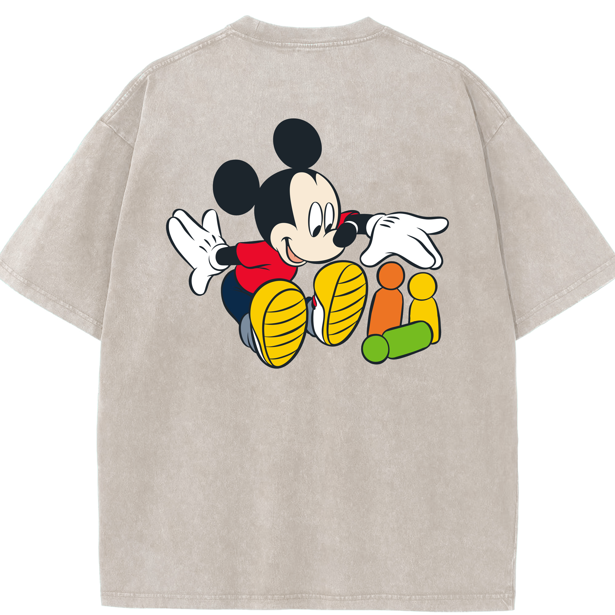 （画像用） ミッキーマウス Mickey Mouse 綿100% ヴィンテージ風 半袖Tシャツ（背面プリント）