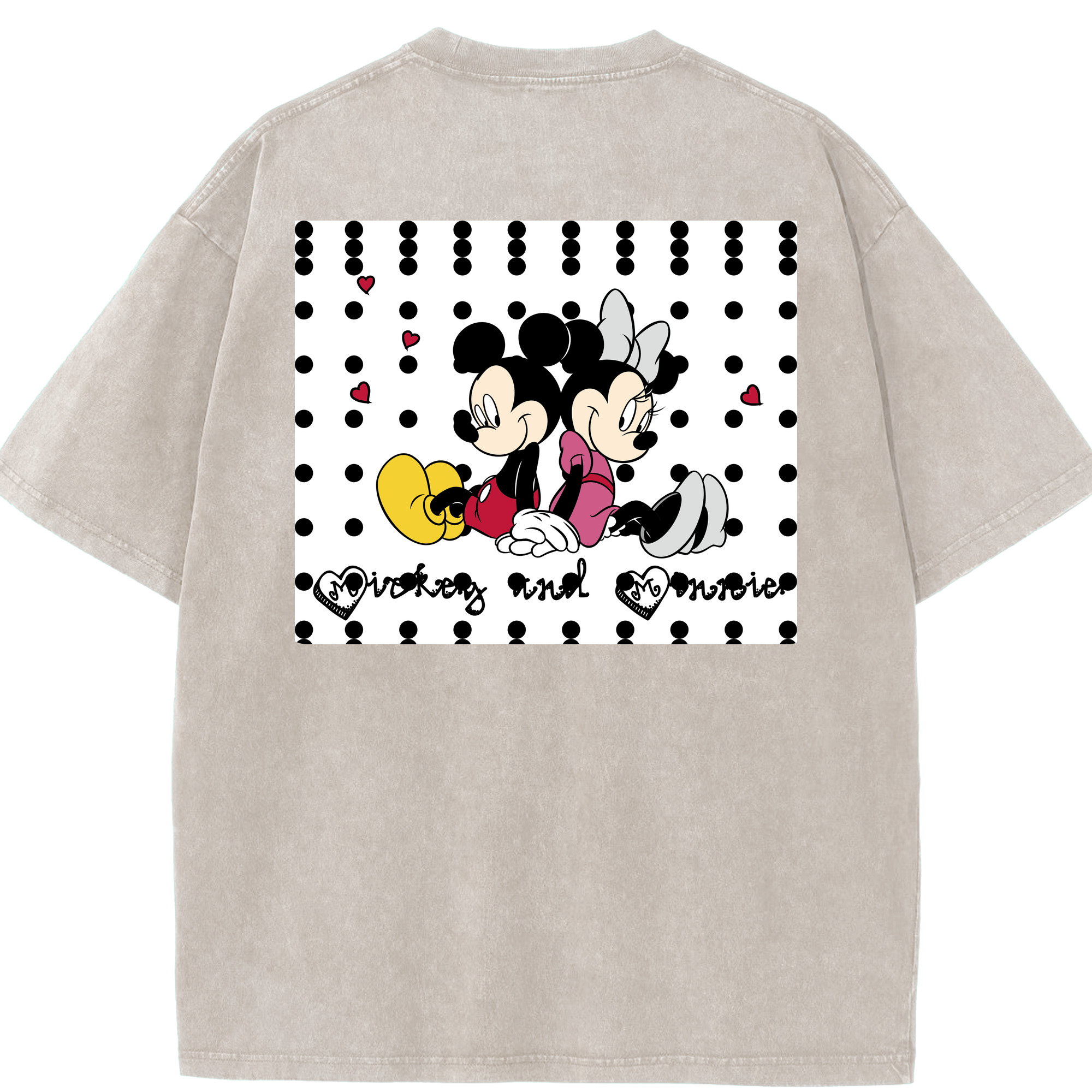 （画像用） ミッキーマウス Mickey Mouse 綿100% ヴィンテージ風 半袖Tシャツ（背面プリント）