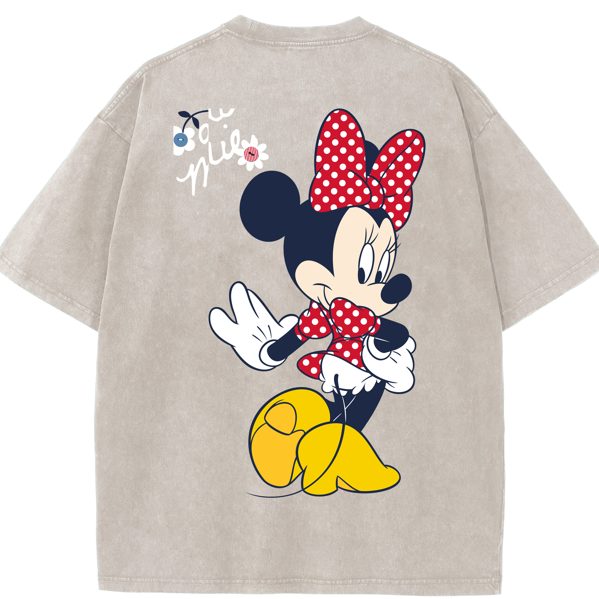 （画像用） ミッキーマウス Mickey Mouse 綿100% ヴィンテージ風 半袖Tシャツ（背面プリント）