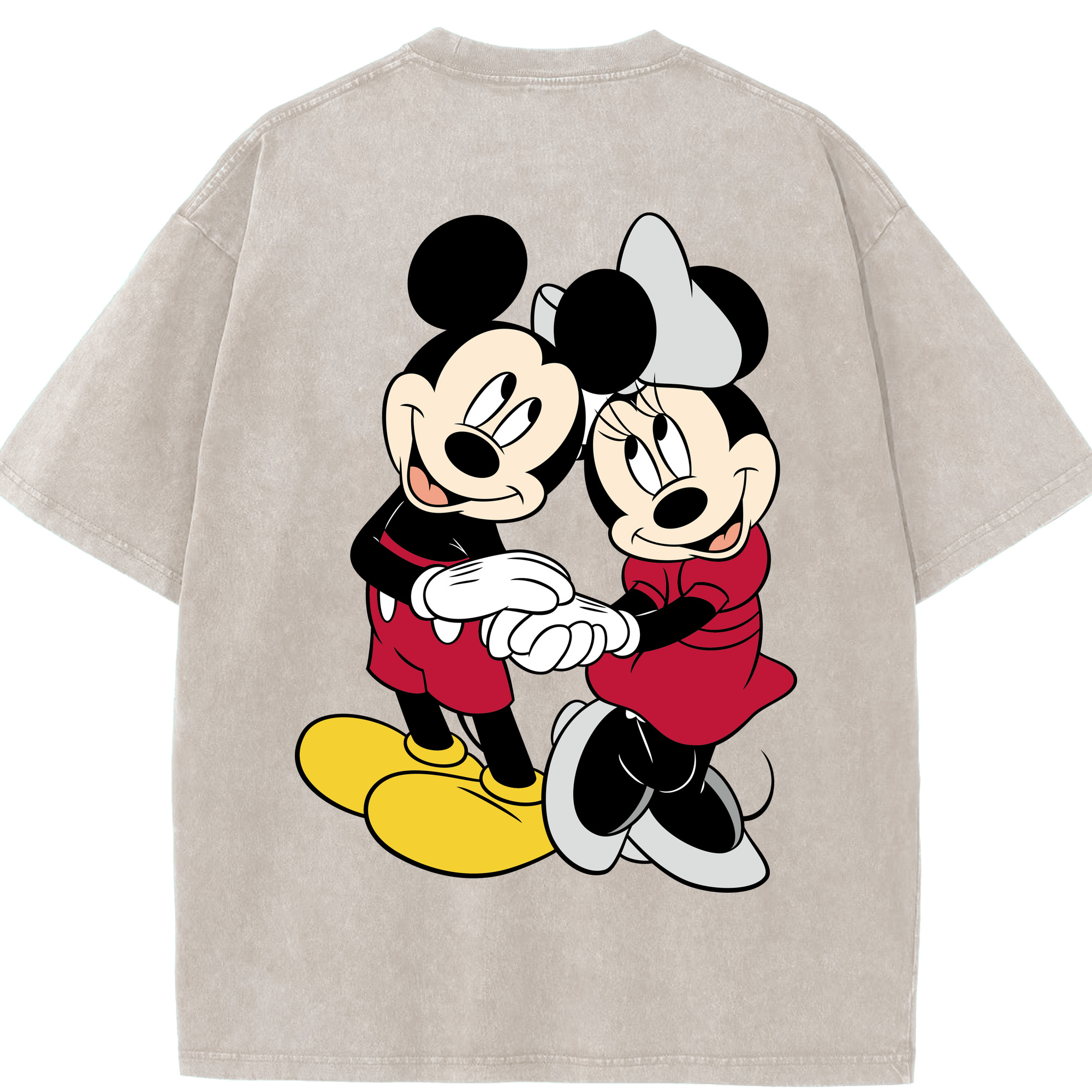 （画像用） ミッキーマウス Mickey Mouse 綿100% ヴィンテージ風 半袖Tシャツ（背面プリント）