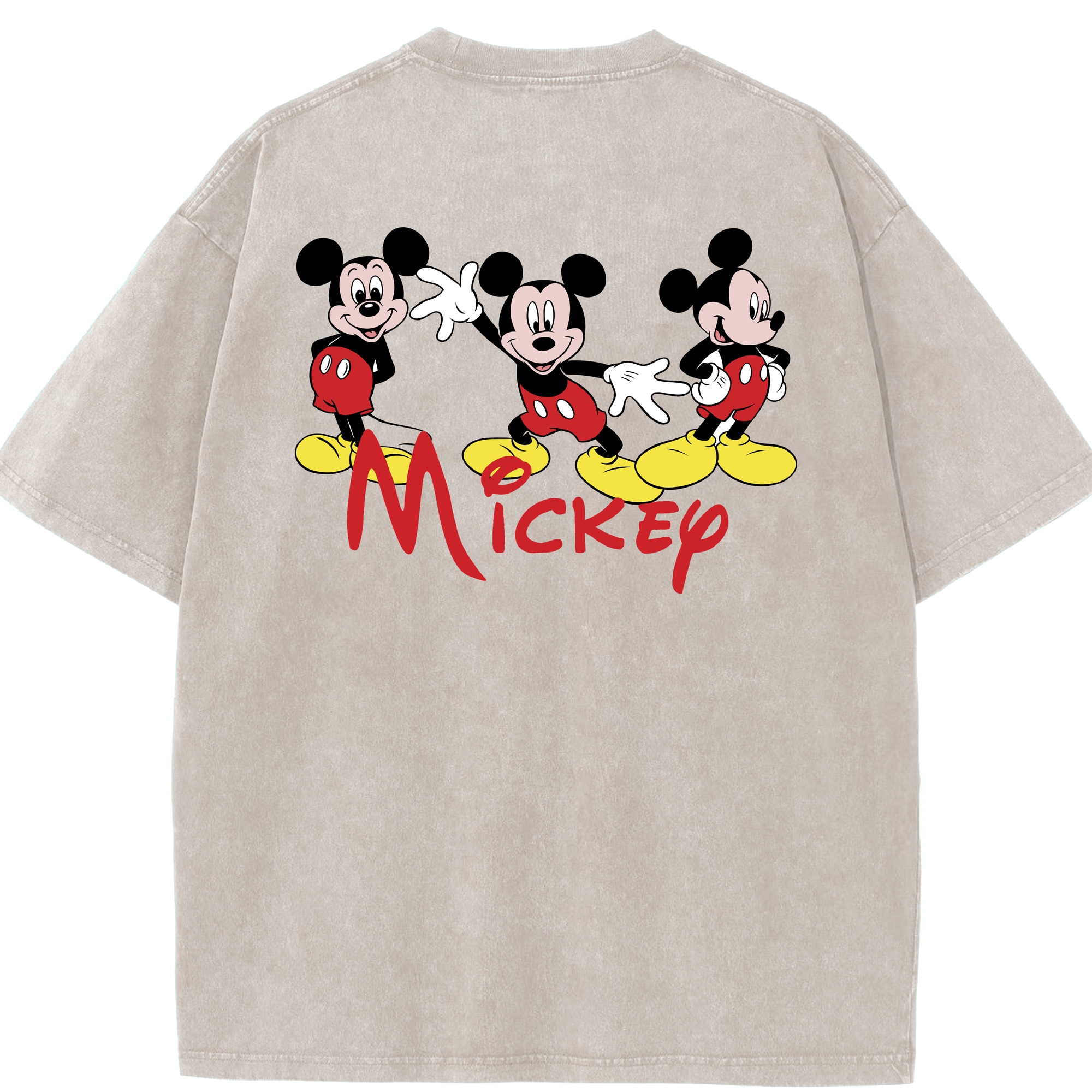 （画像用） ミッキーマウス Mickey Mouse 綿100% ヴィンテージ風 半袖Tシャツ（背面プリント）