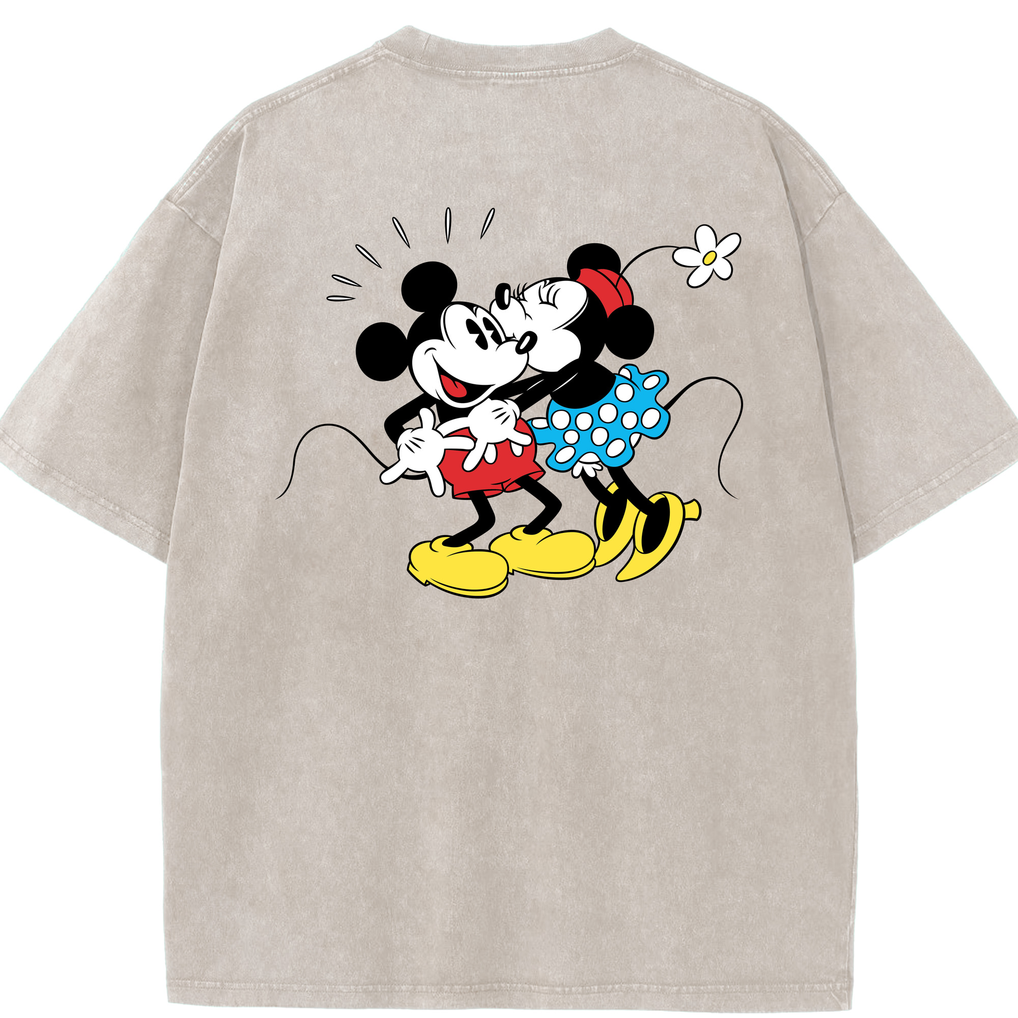 （画像用） ミッキーマウス Mickey Mouse 綿100% ヴィンテージ風 半袖Tシャツ（背面プリント）
