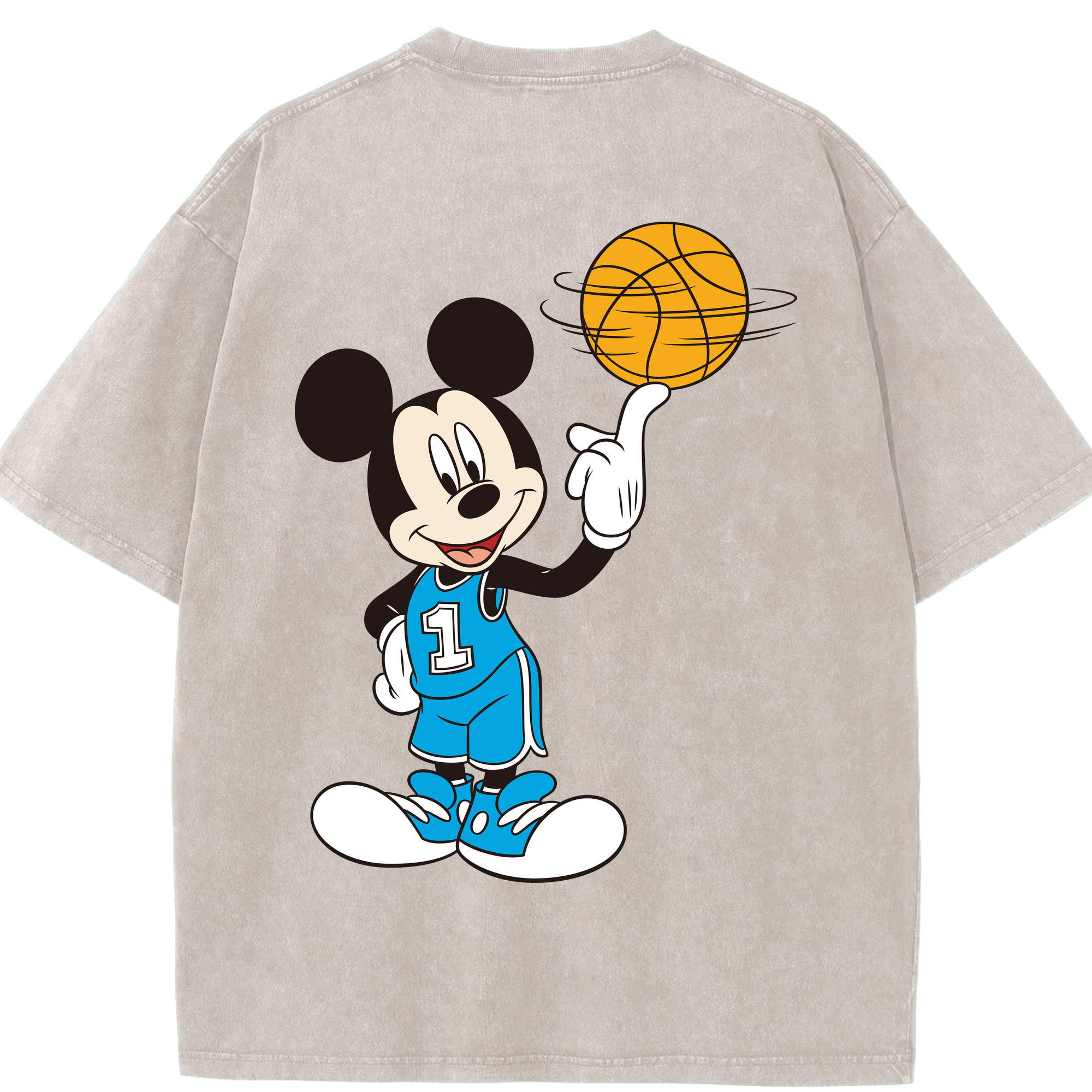 （画像用） ミッキーマウス Mickey Mouse 綿100% ヴィンテージ風 半袖Tシャツ（背面プリント）