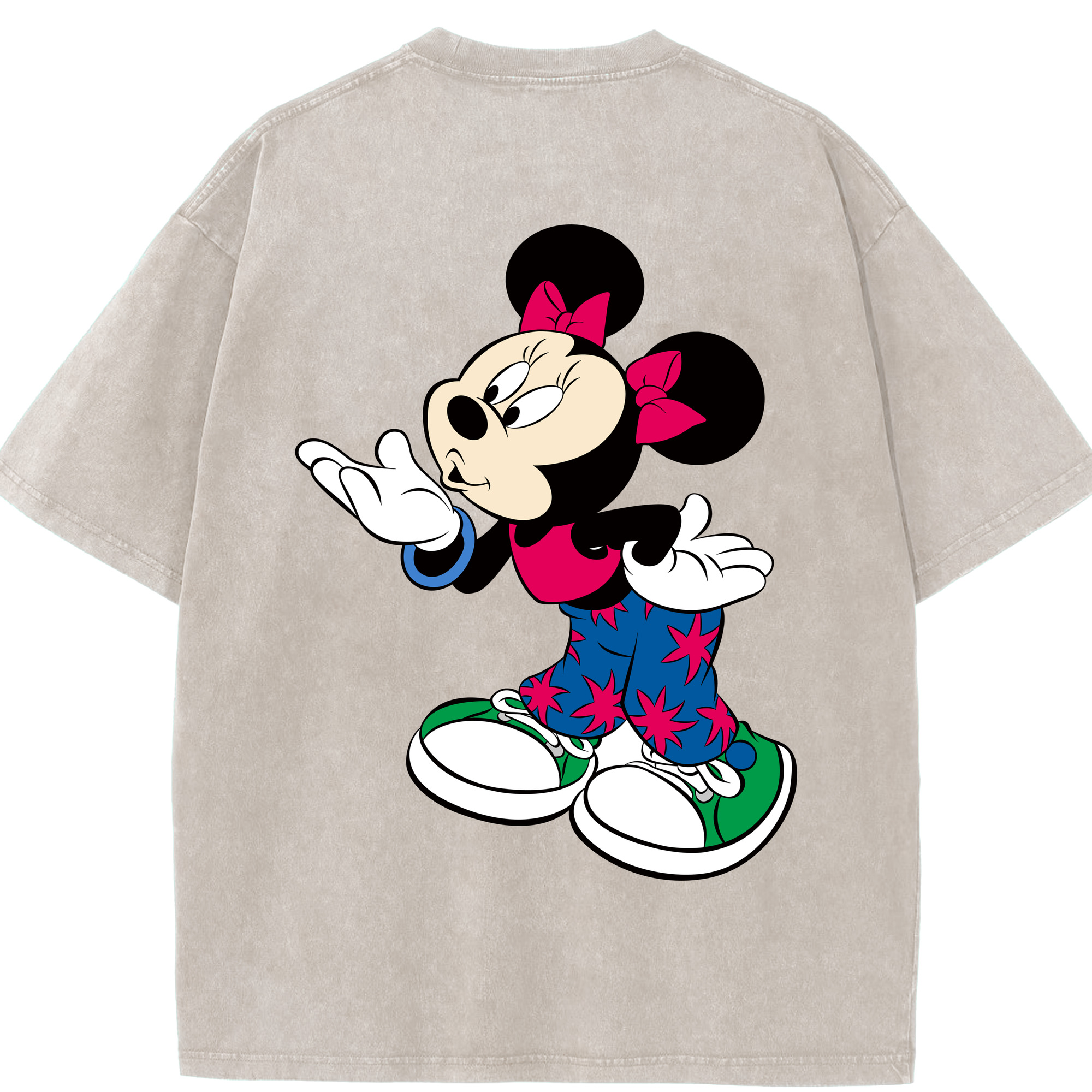 （画像用） ミッキーマウス Mickey Mouse 綿100% ヴィンテージ風 半袖Tシャツ（背面プリント）
