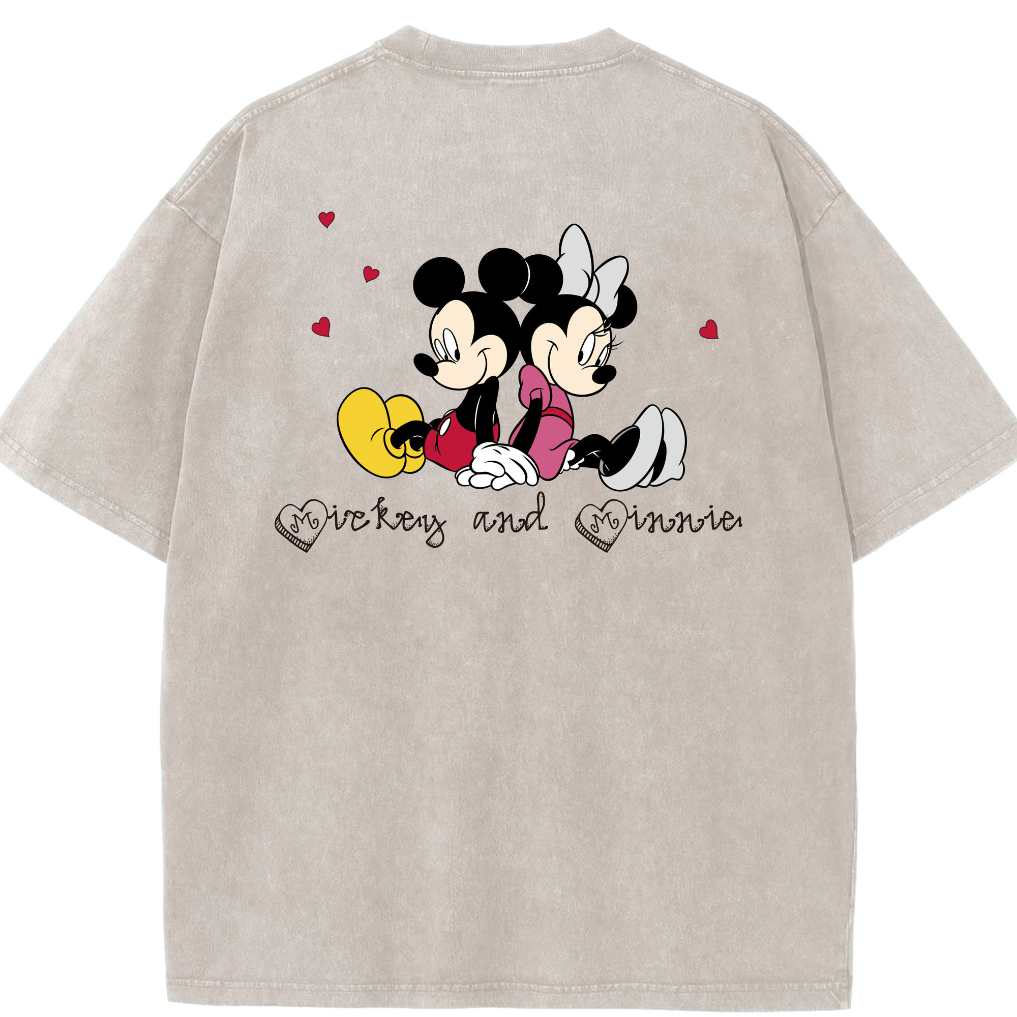 （画像用） ミッキーマウス Mickey Mouse 綿100% ヴィンテージ風 半袖Tシャツ（背面プリント）