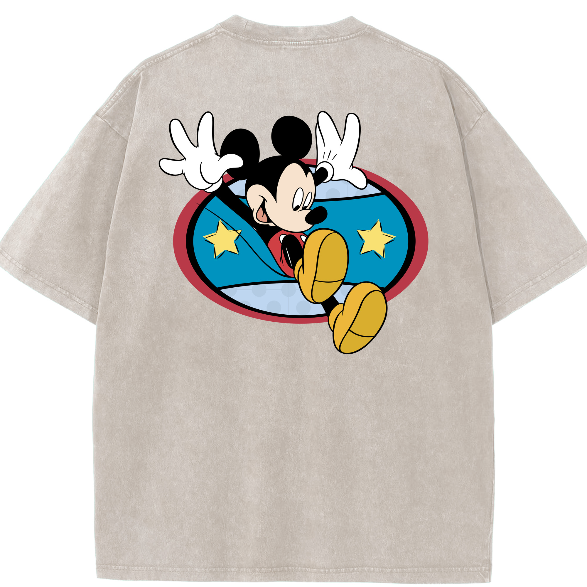（画像用） ミッキーマウス Mickey Mouse 綿100% ヴィンテージ風 半袖Tシャツ（背面プリント）