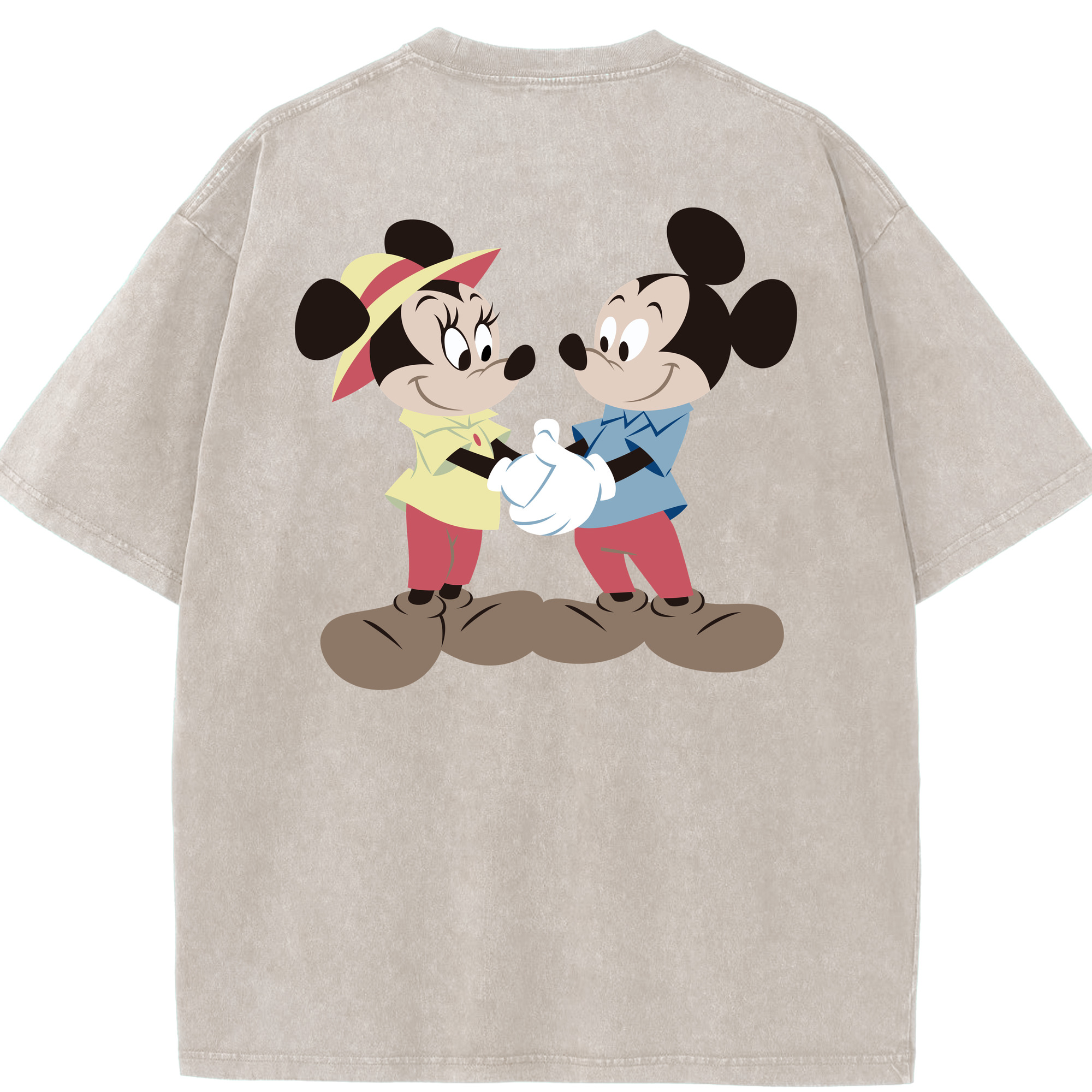 （画像用） ミッキーマウス Mickey Mouse 綿100% ヴィンテージ風 半袖Tシャツ（背面プリント）