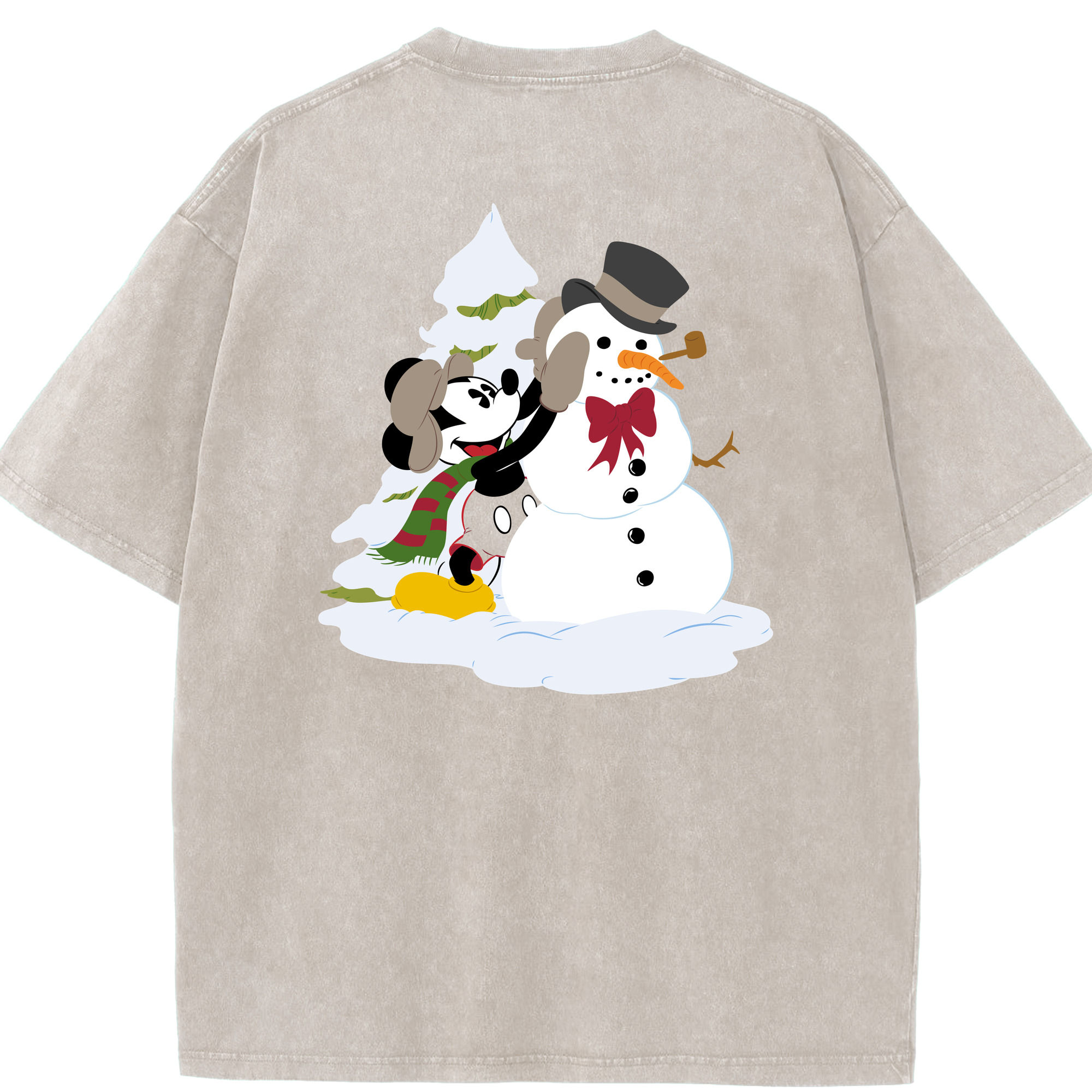 （画像用） ミッキーマウス Mickey Mouse 綿100% ヴィンテージ風 半袖Tシャツ（背面プリント）